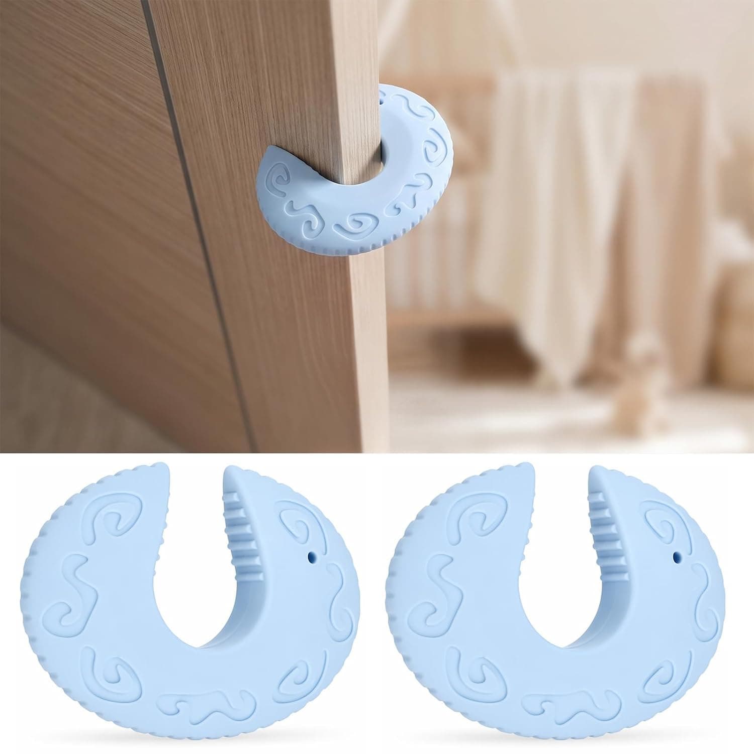2PCS Door Pinch Guard, Anti-Slam Finger Protector for Kids & Pets | Durable Soft Rubber Alternative to Foam, Prevents Finger Pinch Injuries, Slamming Doors, and Getting Locked in Room