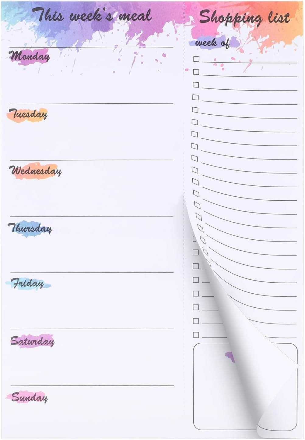 Weekly Meal Planner Pad, Magnetic Fridge Meal Planning Notepad with Tear Off Grocery List, 60 Sheets Undated Food Menu Organizer with Hanging Option, 25 x 17.5 cm for Home Kitchen Family Use, 1 Pack