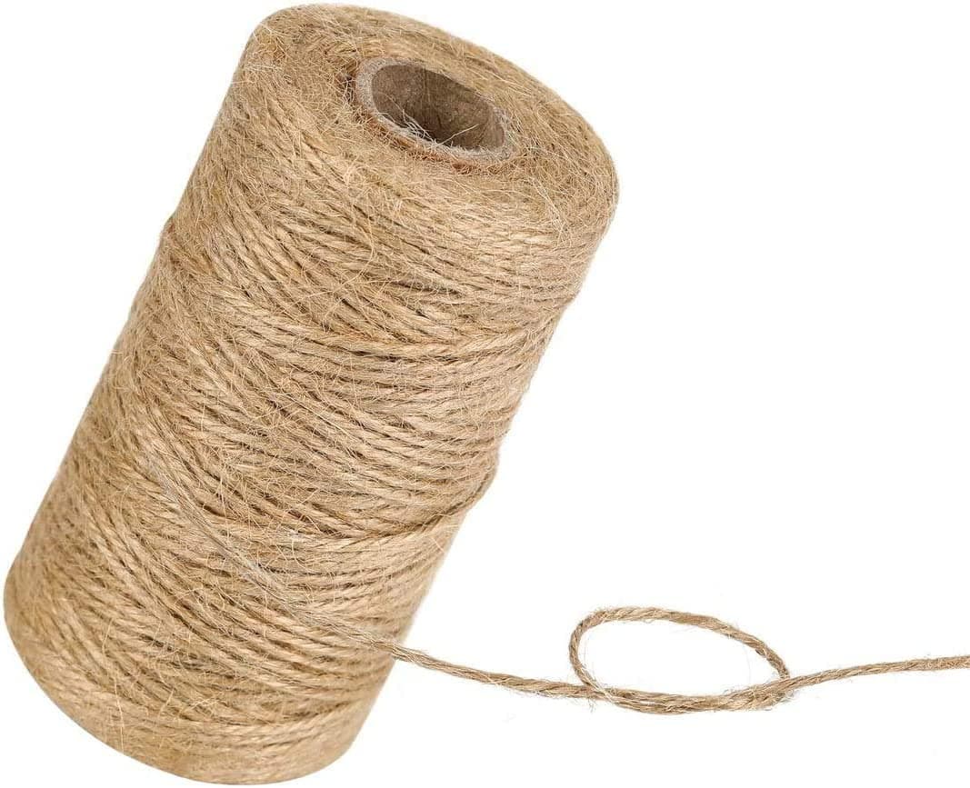 MARKQ Jute Twine 400 ft Natural Burlap Hessian String for DIY Art & Crafts, Gift Wrapping, Packing String, Gardening, Wedding Décor (3mm, 3 ply)