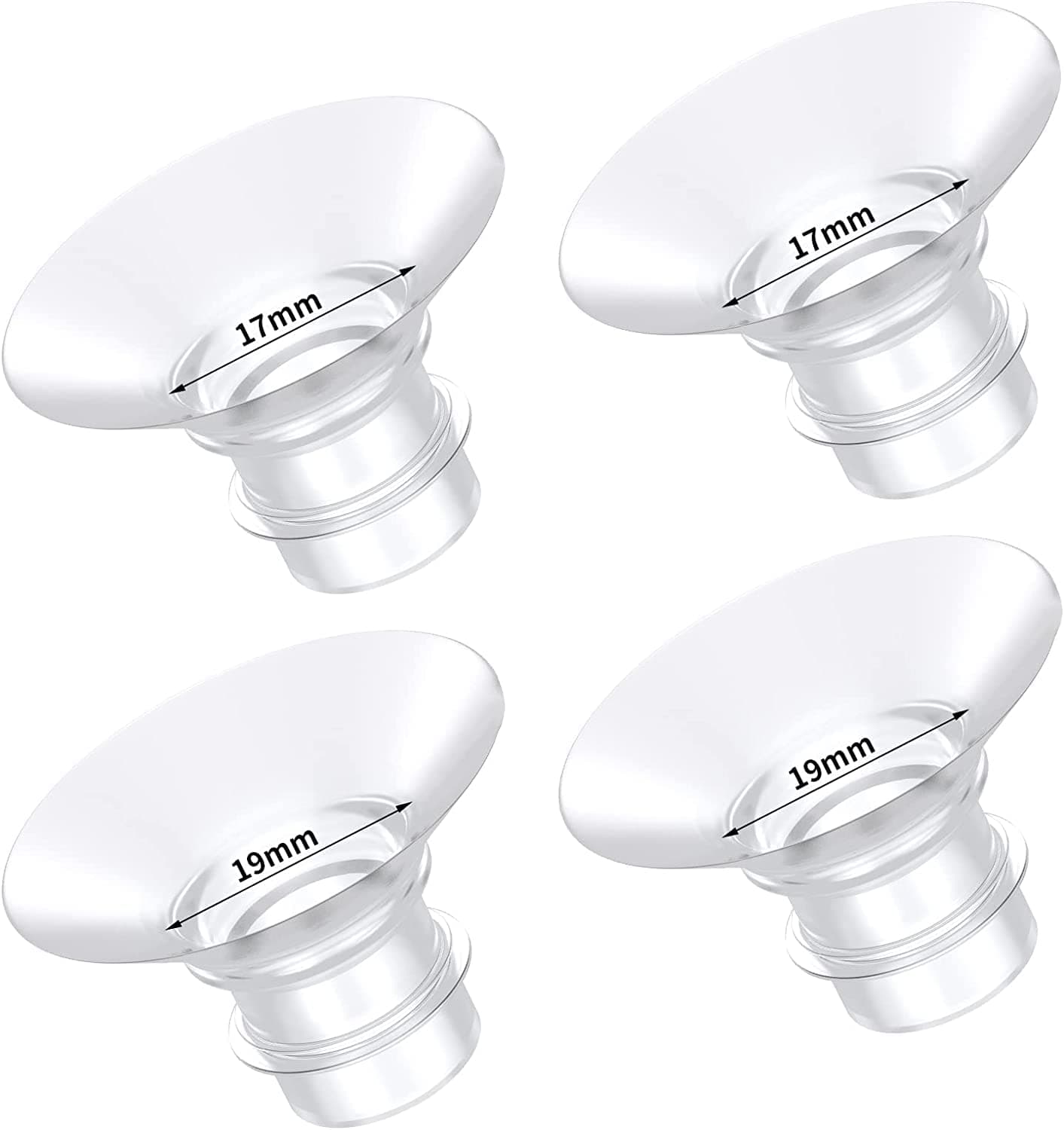 SYOSI Flange 17mm 19mm Inserts for momcozy S9/S12/S9pro/S12pro/Lansinoh/Bellababy Pump Parts Replace, Wearable Breast Pump Shield/Flange Insert to Reduce 24mm Down to 17mm/19mm, 4pcs