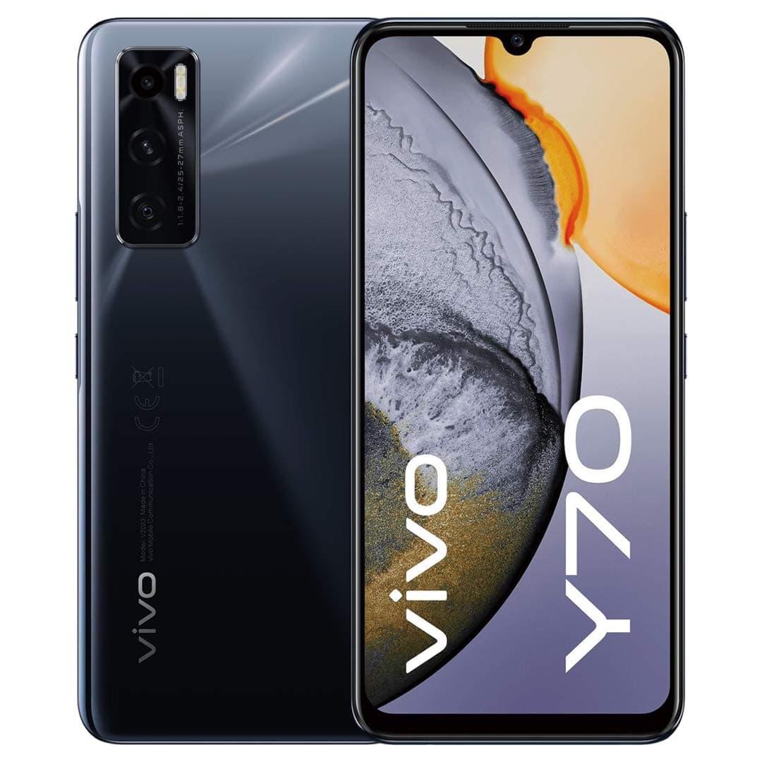 vivo Y70, Gravity Black, 8+128GB, 6.44 Inch Fullview FHD+ Display, Fingerprint Sensor, 4100mAh Battery with Qualcomm Snapdragon Processor, Sim Free Smartphone, NFC-Equipped, Dual Sim + 2 Year Warranty