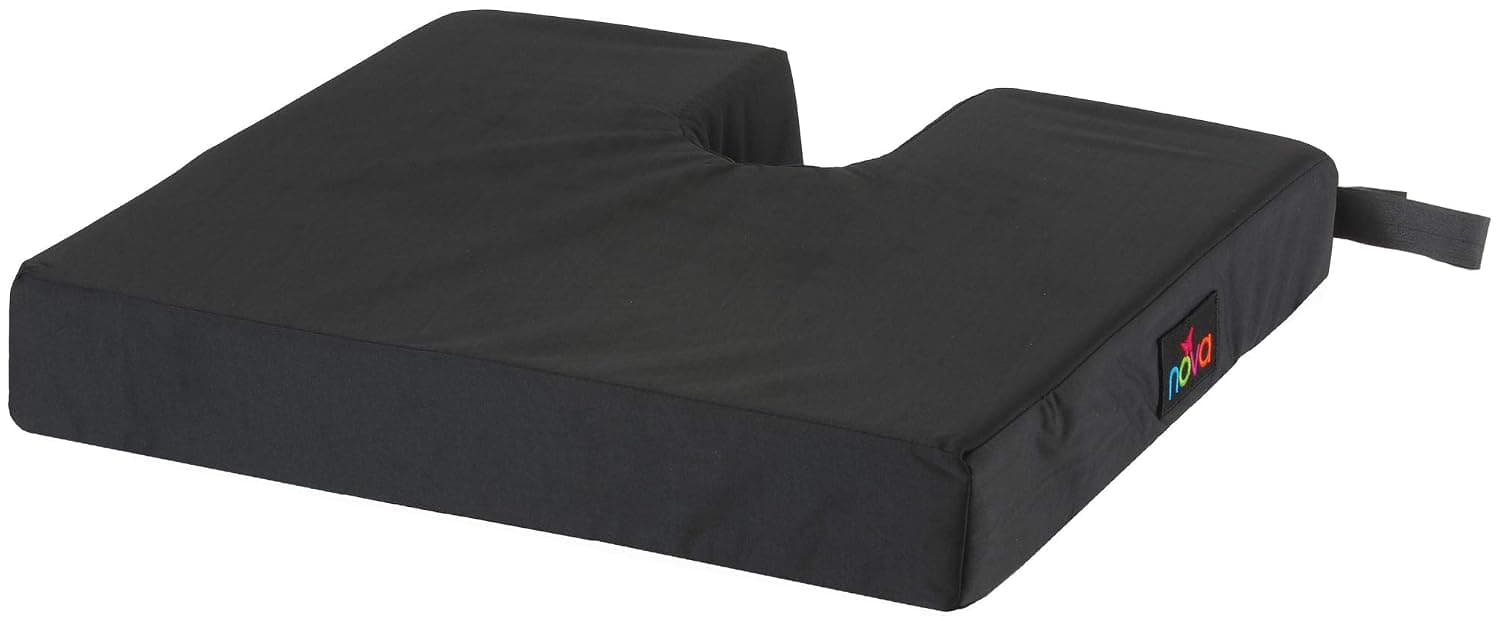 NOVA Coccyx Gel Memory Foam Seat & Wheelchair Cushion in 4 Sizes, Comfortable on The Tailbone Cushion with Removable Water Resistant Cover, 3” Thick Gel Memory Foam Seat Pad with Attachment Straps