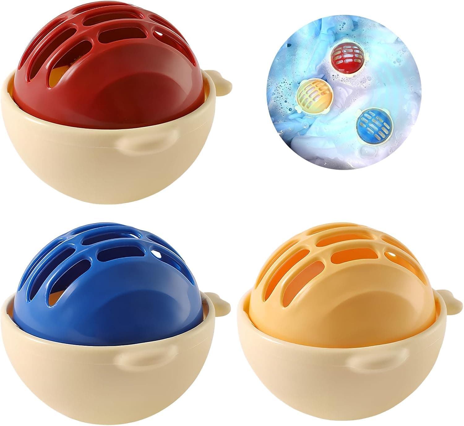 Laundry Balls, Pet Hair Remover for Washing Machine and Clothes, Reusable Lint Catcher for Animal Fur and Dust, Effective Laundry Cleaner for Bedding and Garments, 3Pcs