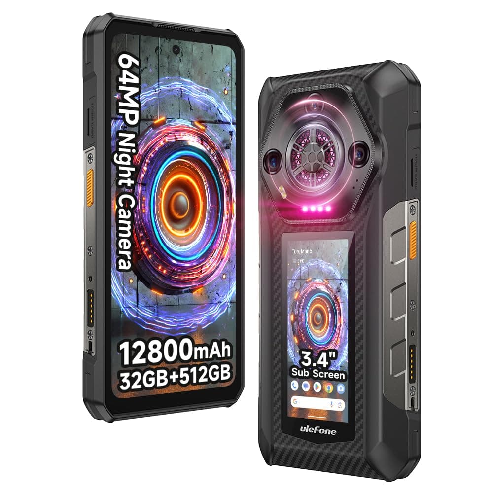 Ulefone Armor 30 Pro 5G Dual Screen Rugged Phone, 32GB+512GB, 6.95" FHD 120Hz + 3.4" Screen, 12800mAh 66W, 50MP+50MP+64MP+32MP, Infinite Halo, 118dB Speaker Android 14 Rugged Smartphone, WiFi 6E/NFC