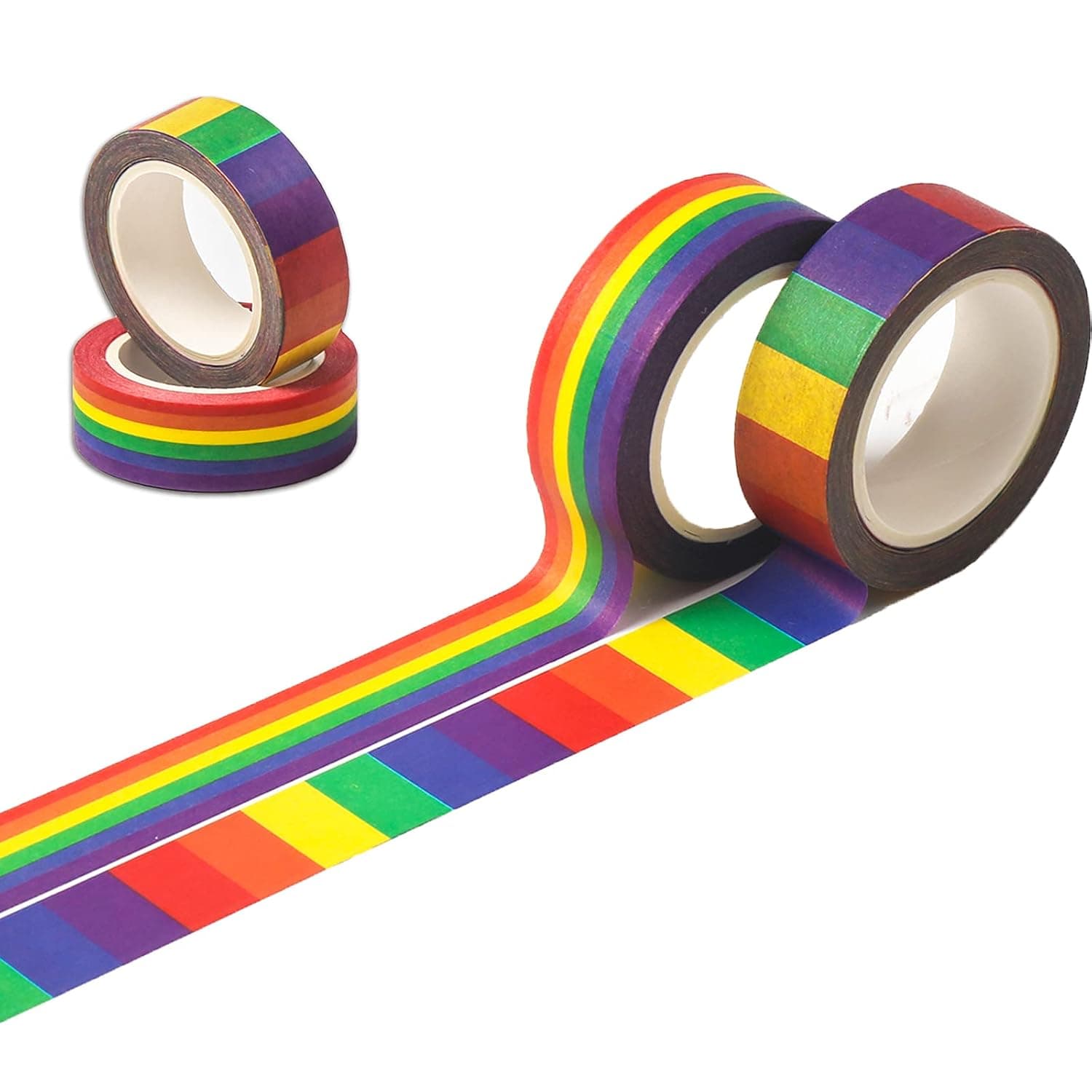 DERAYEE Rainbow Color Washi Tape, Masking Decorative Tapes for DIY Scrapbook, Planner, Arts & Crafts Gift Wrappings 4 Roll