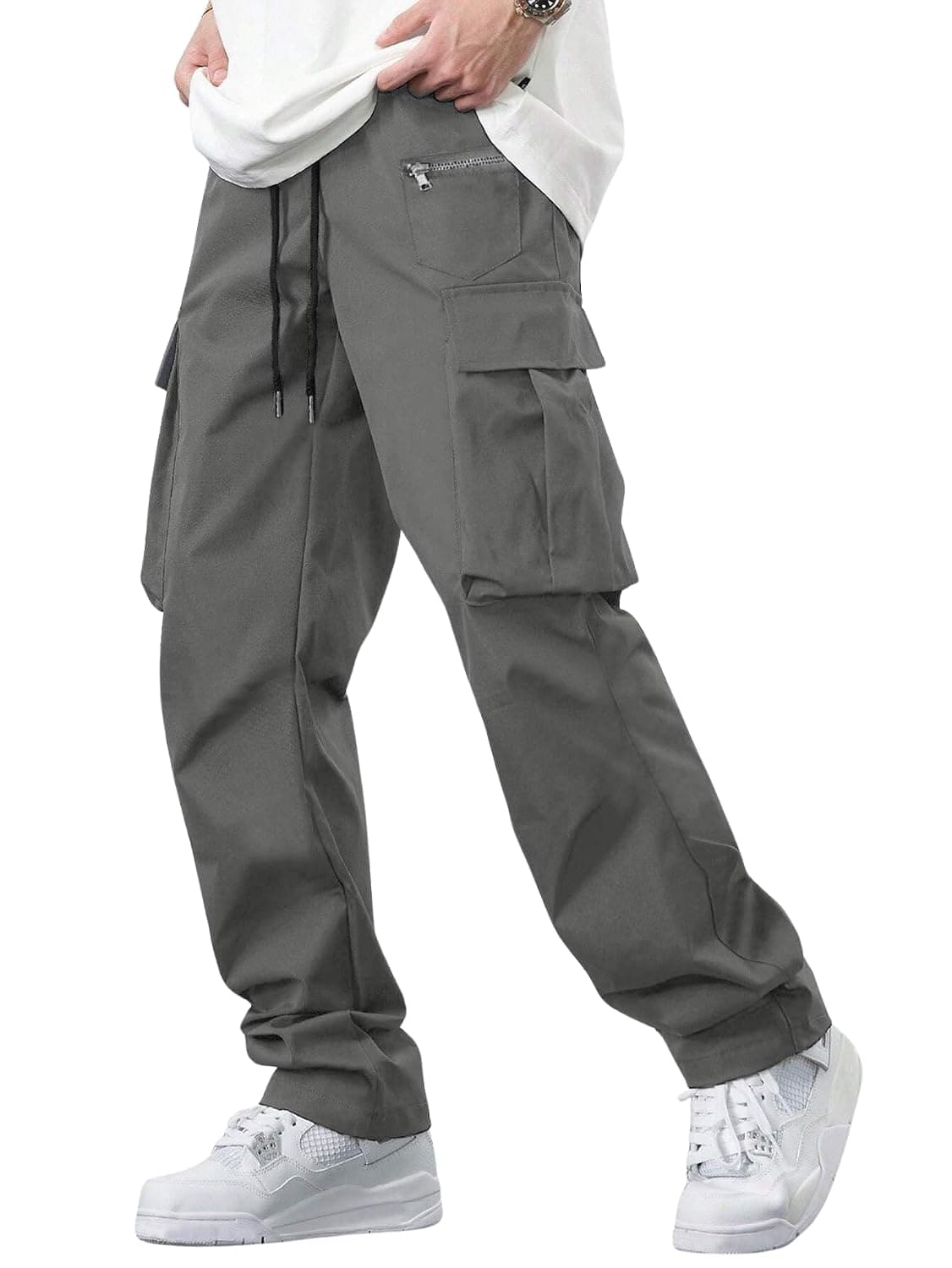 Lymio Men Cargo Pants Cotton - Light Grey, 2XL