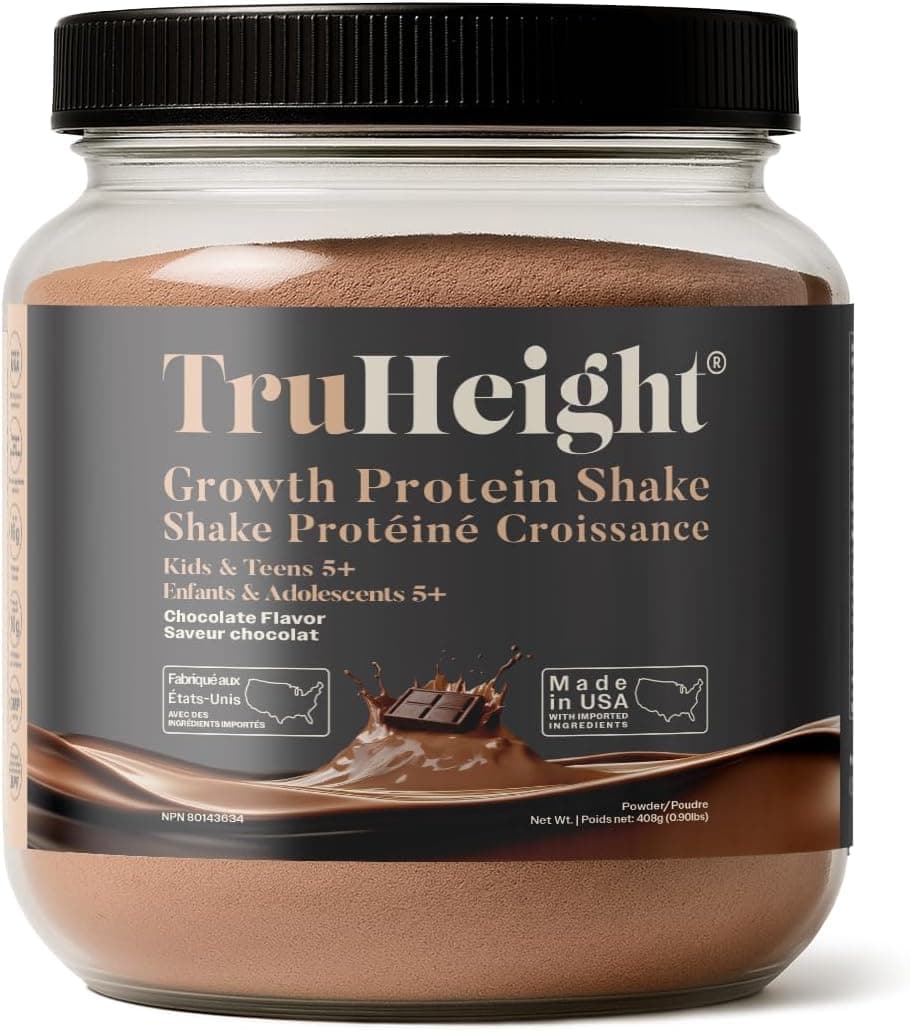 TruHeight Growth Protein Shake Ages 5+ (Chocolate)- Pediatric Recommended - Clinically Proven Nutrients, Vitamins, & Minerals for Kids, Teens & Young Adults - Immune Support, Powder Shakes & Snacks