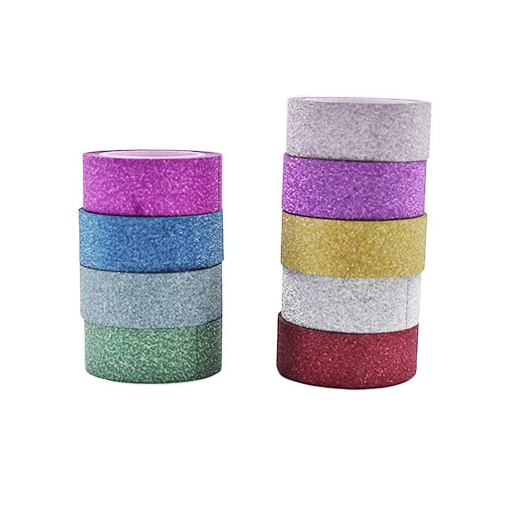 Sparkle Glitter Tape Sparkle Decorating Tape Sticker for DIY Gift Wrapping Photo Frame Decoration Colorful 9 Pcs