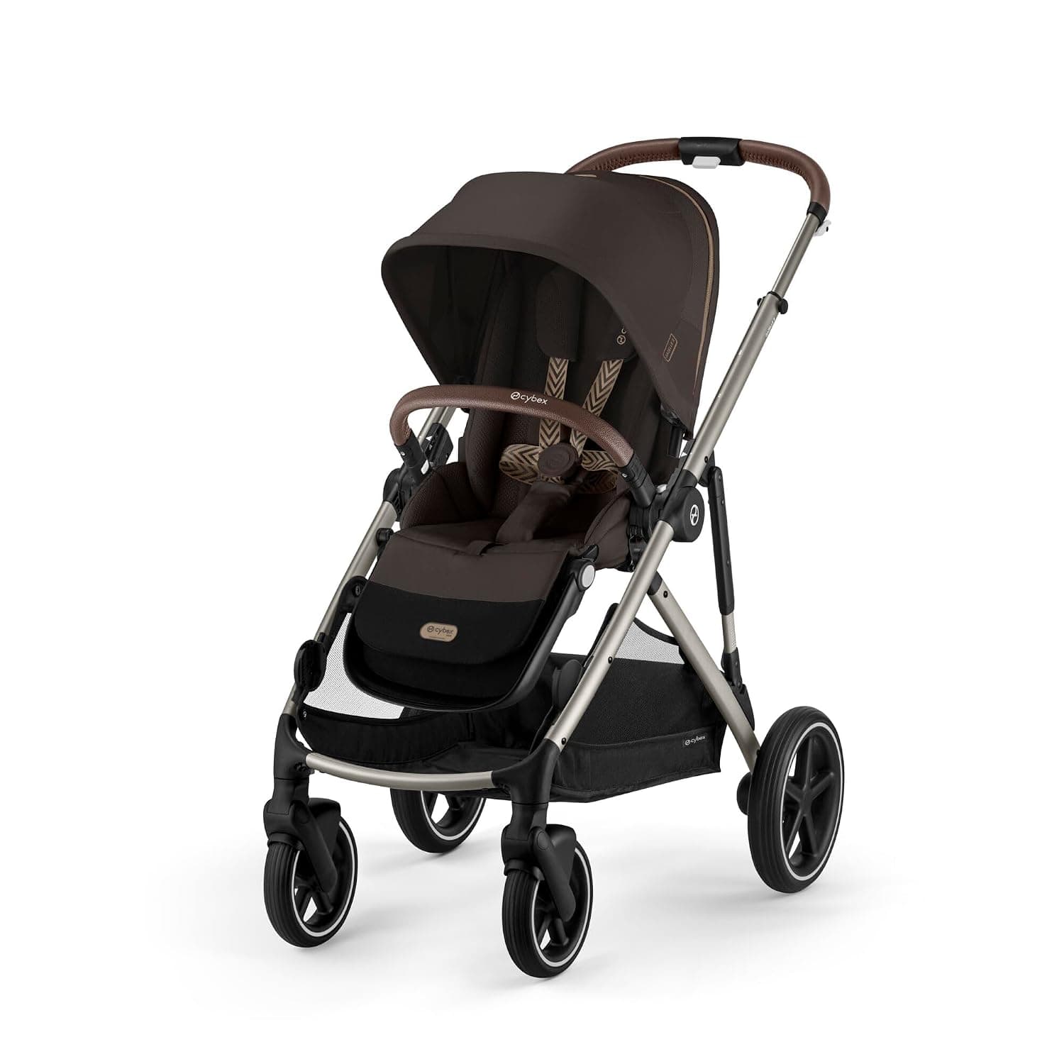 CYBEX Gold Gazelle S Pushchair, From Birth to Approximately 4 Years, Max. 22 kg (Single Mode) / 2 x 22 kg (Duo Mode), All-in-one System with 20+ Configurations, Chocolate Brown