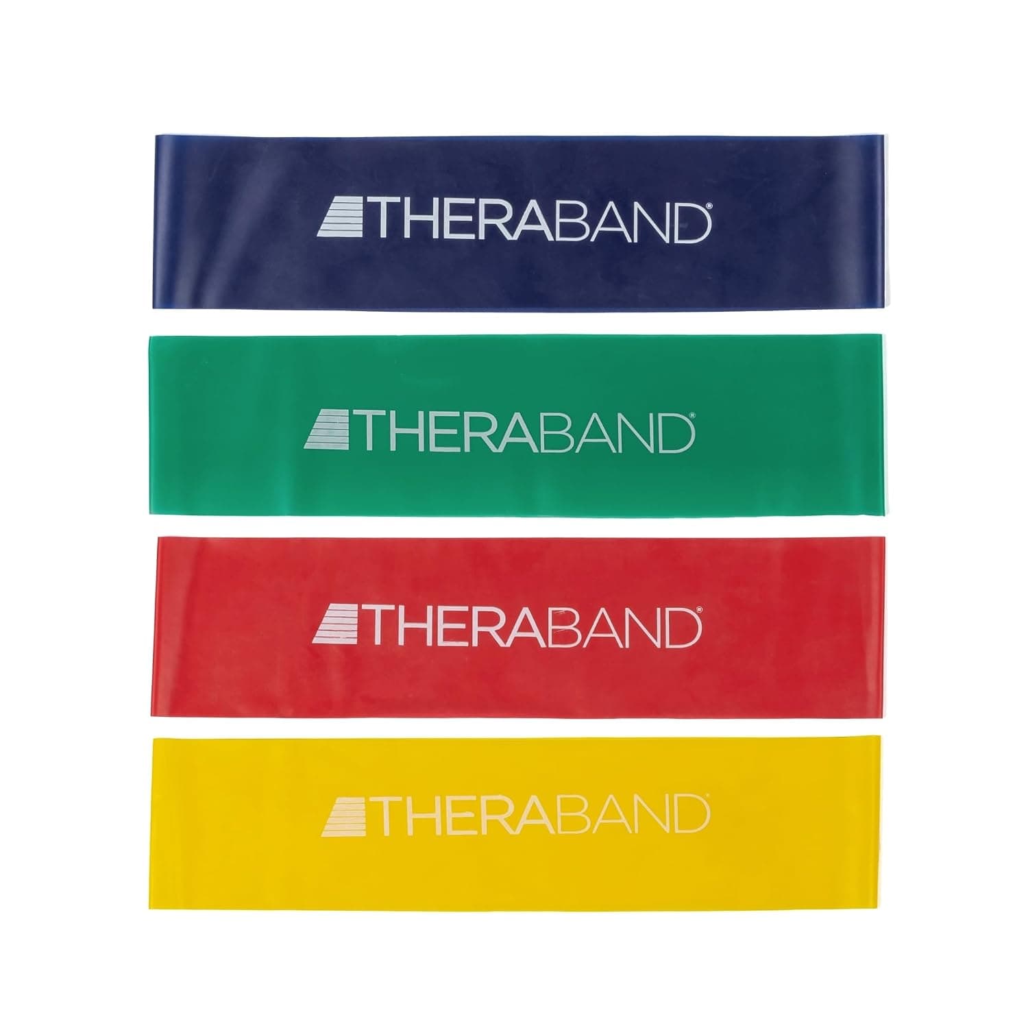 THERABAND Resistance Band Loop Set, Pack of 4, 12 Inch Band Loop Kit for Legs & Butt Workouts, Beginner to Advanced Levels for Exercise, Rehab, Physical Therapy, Stretching, & Strength Training