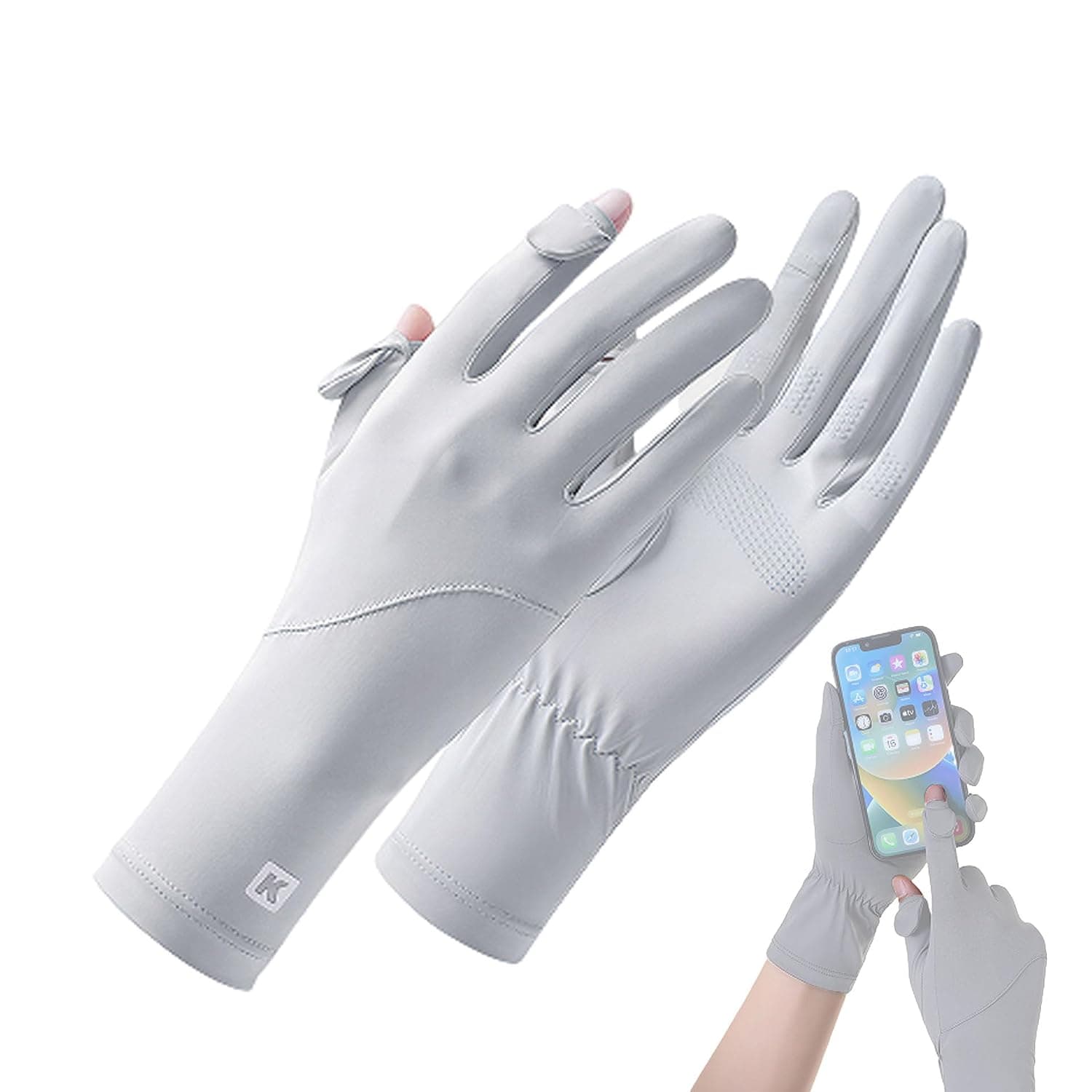 Long Sun Protection Gloves, Driving, Silicone Anti-Slip, Touchscreen Ice-Silk Sunblock Gloves for Cycling and Outdoor Activities
