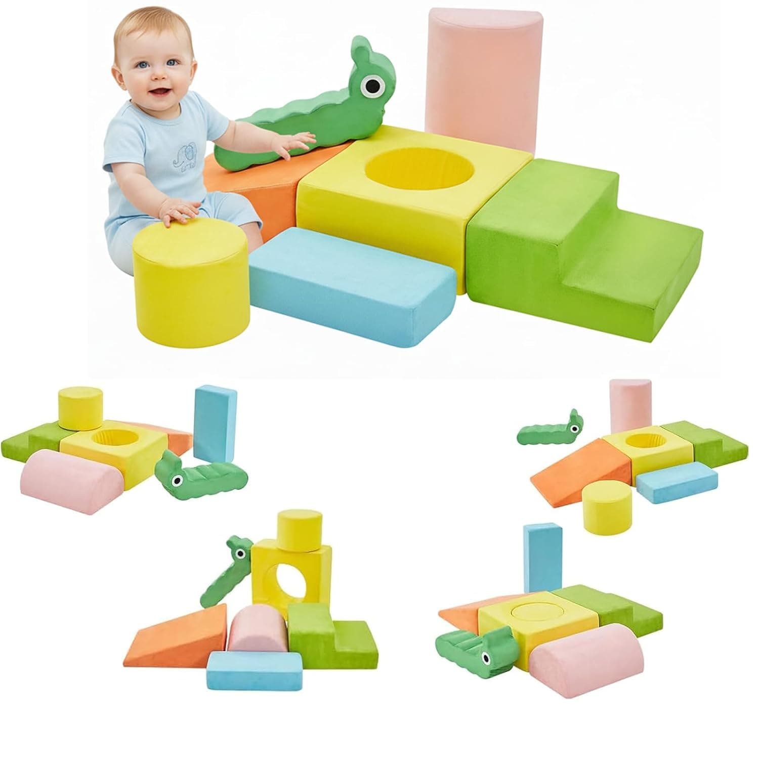QUCHI Climbing Toys for Toddlers, Baby Climbing Blocks, 7-Piece Soft Foam Climbing Blocks Set, Baby Climbing Toys, Toddler Playtime Corner Climber Foam Play Gym for Climbing Crawling and Sliding | Toddler Climbing Toys Indoor Toddler Playtime Corner Climber Foam Play Gym for Climbing Crawling and Sliding