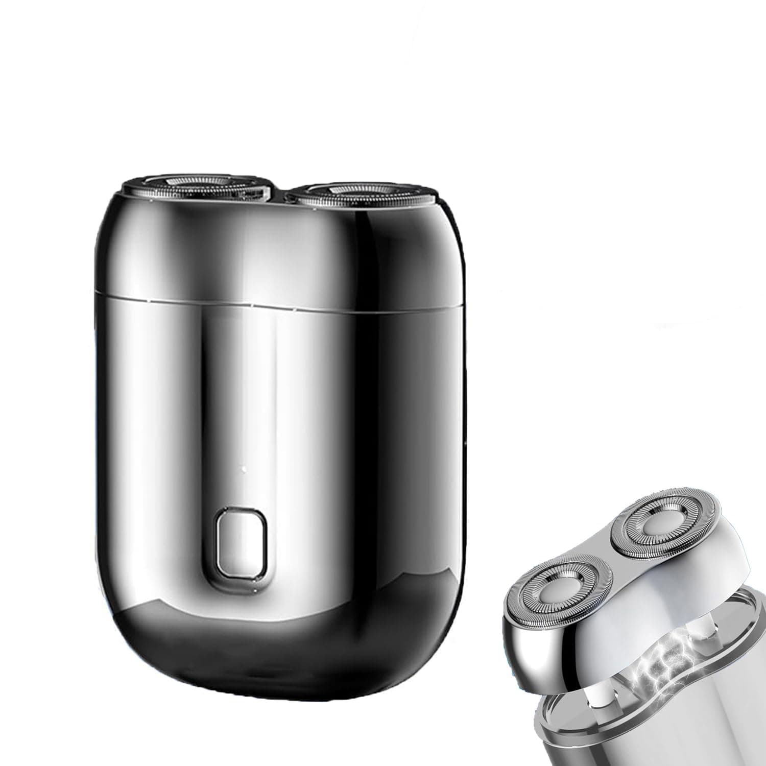 YOOJ® 2025 New Model Mini Dual-Head Electric Shaver for Men, Pocket Size Washable Double Head Razor, Portable Rechargeable Waterproof Shaver for Home, Car, Travel (Sliver)