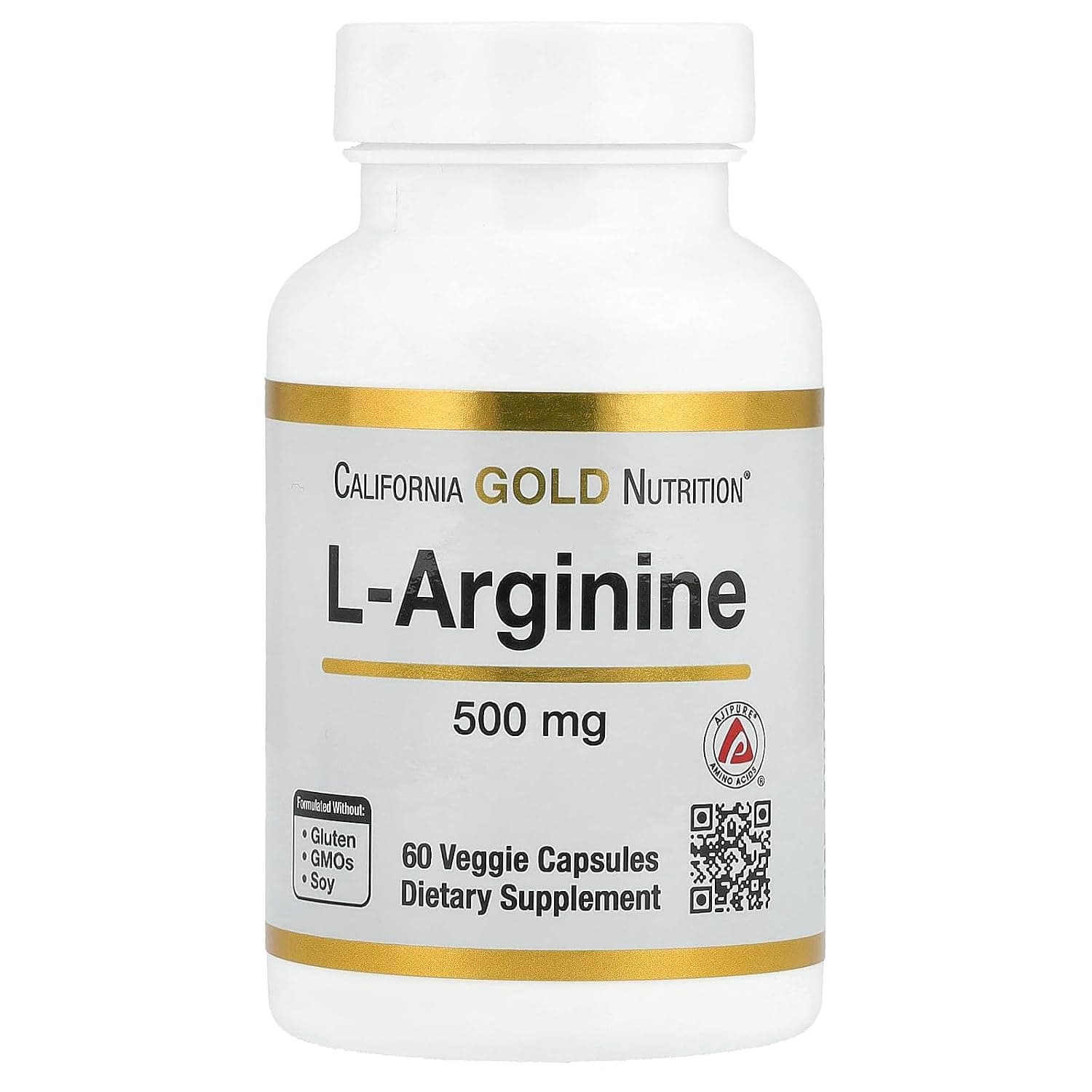 California Gold Nutrition, L-Arginine, 500 mg, 60 Veggie Capsules