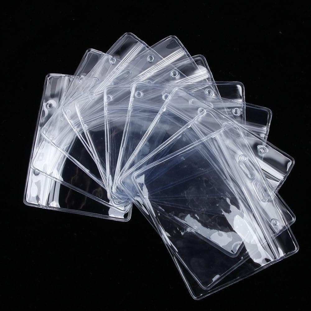 10PCS PVC ID Badge Case, Clear ID Badge PVC Card Case Exhibition School Office Supplies Nurse Doctor Blocking Sleeve(106)