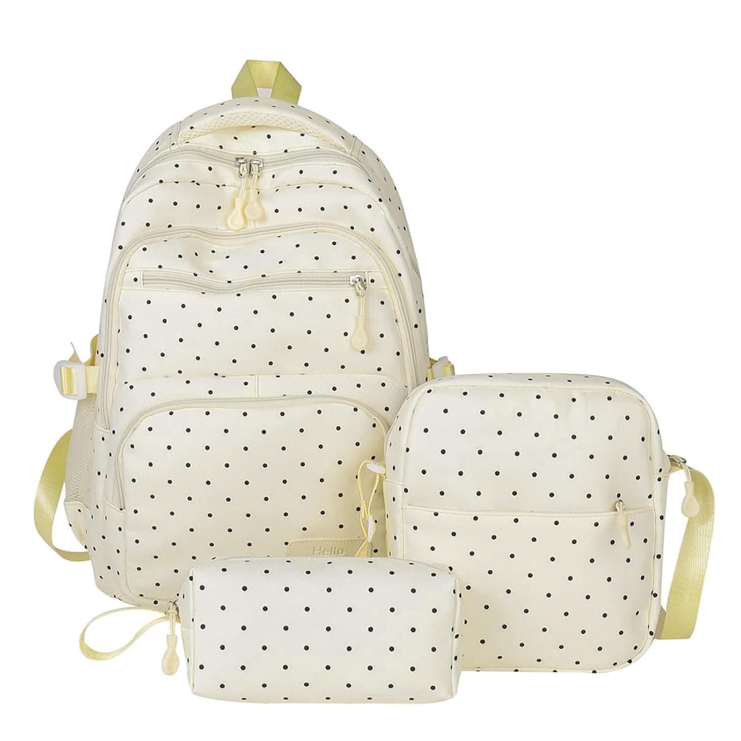 Cute School Backpack Set, 3 Piece Aesthetic Dot Compartment Bookbag
