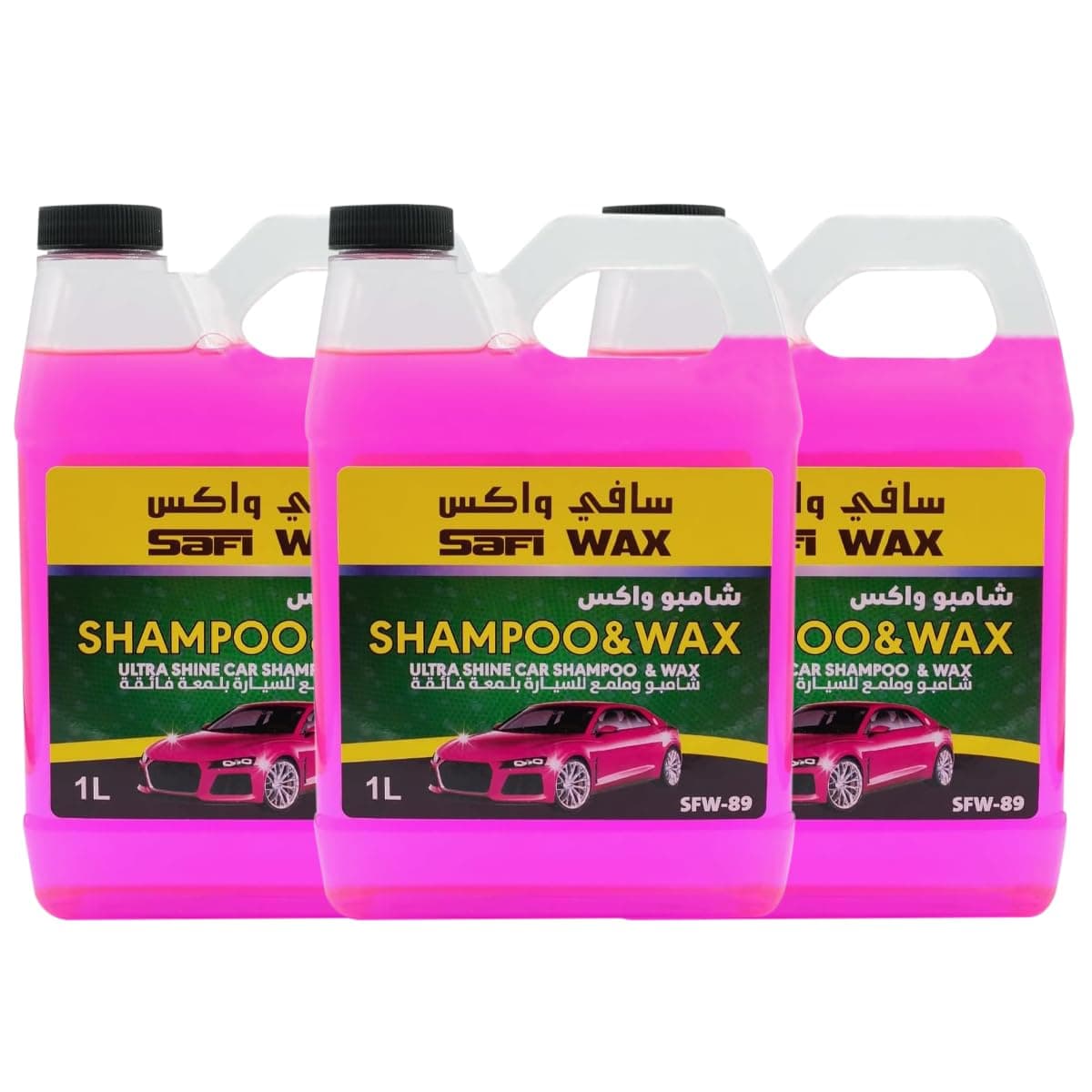 Combo Offer -3PCS SAFI WAX Ultra Shine Car Shampoo & Wax - 1 Litre - SFW89, Car shampoo with wax, Car Wash Shampoo And Wax,Car Shampoo,Car Wax, Car Wax Shampoo, Car Cleaner, Car Care Product
