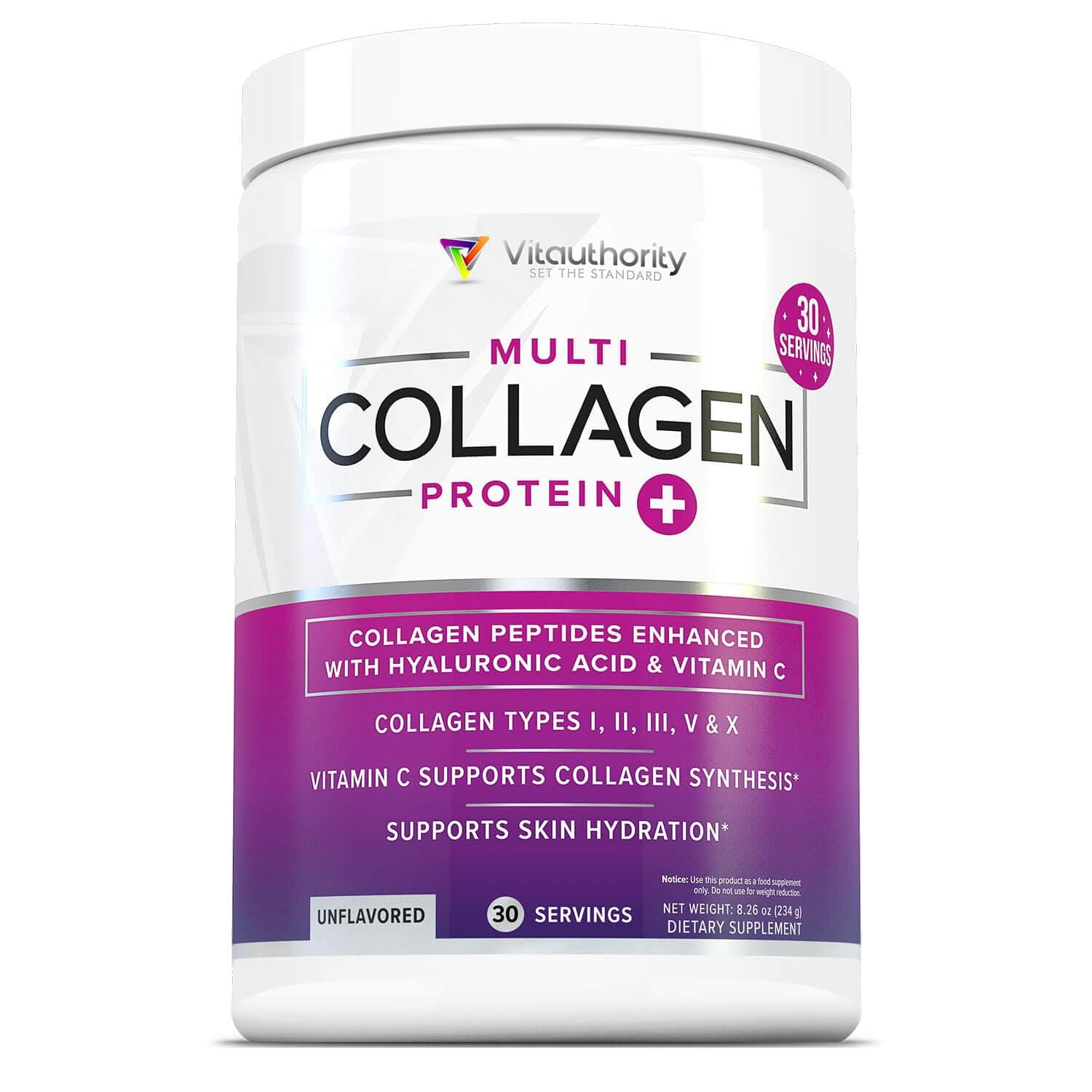 Multi Collagen Peptides Powder for Women - Hydrolyzed Unflavored Collagen Powder for Women with Types I II III V & X plus Vitamin C & Hyaluronic Acid for Beautiful Hair Skin and Nails - 30 Servings