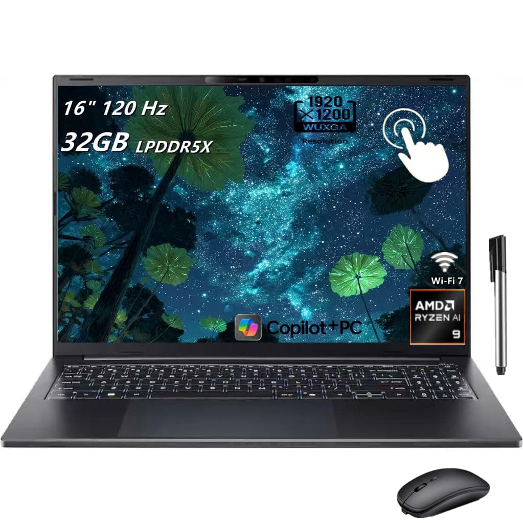 Acer Swift Go 16 AI Copilot+PC Laptop, 16" WUXGA 120Hz Touchscreen, AMD Ryzen AI 9 465 (10-core, Up to 50 Tops), 32GB RAM, 2TB SSD, Windows 11, Wi-Fi 7,Backlit KB, Black, TWE Accessories