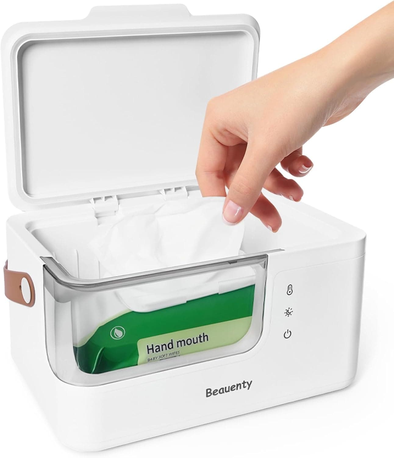 Beauenty Baby Wipe Warmer for Car and Home Use – 2-Level Temperature Control, Silent & Even Heating, Built-in Light, Keeps Wipes Warmer Moist – Large Capacity Diaper Wipes Dispenser for Babies (White)