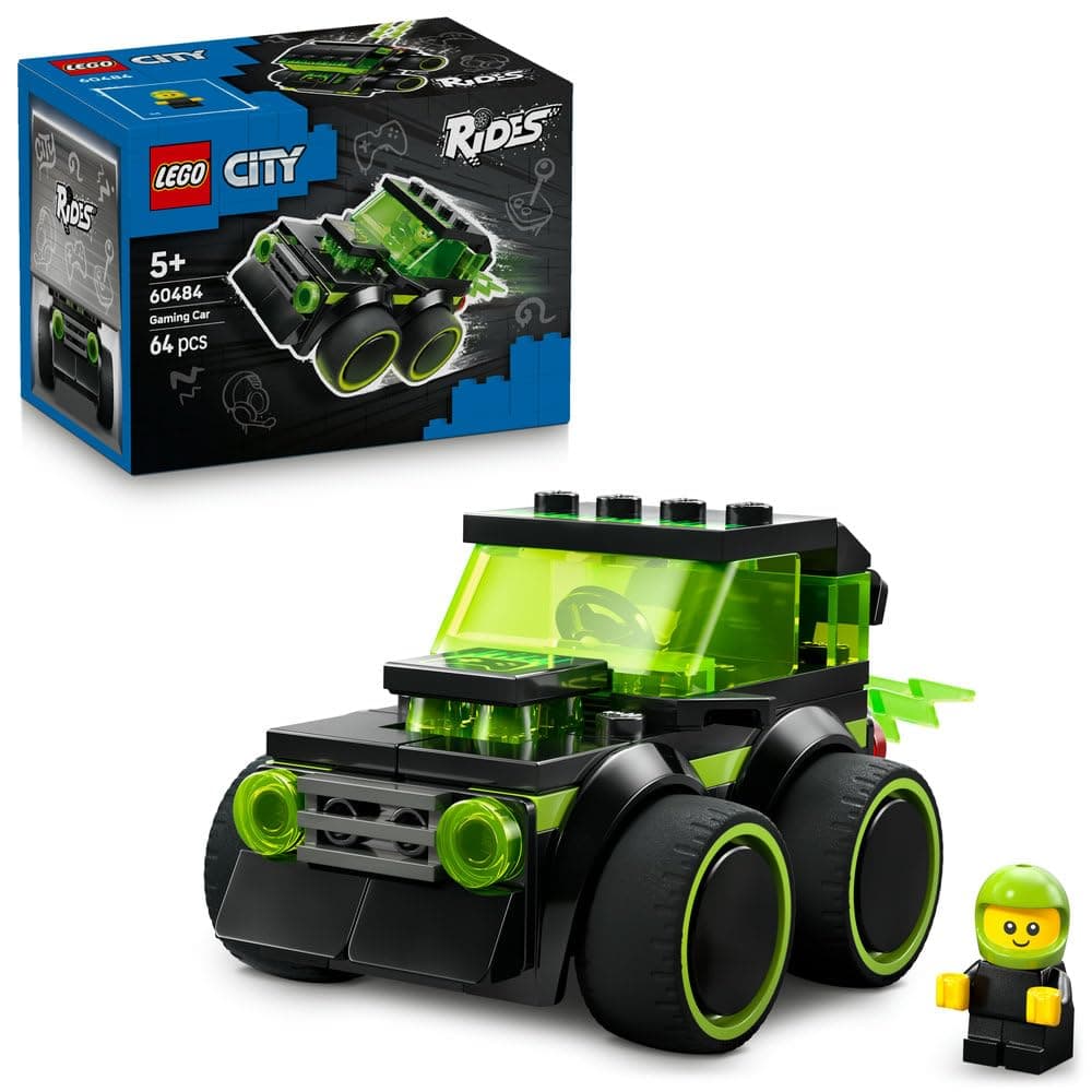 LEGO City Rides – Gaming Race Car 60484 | Race Car Building Set, Driver Junior Minifigure, Party Bag Filler, Gift for 5+ Year Old Boys & Girls, 64 Pieces