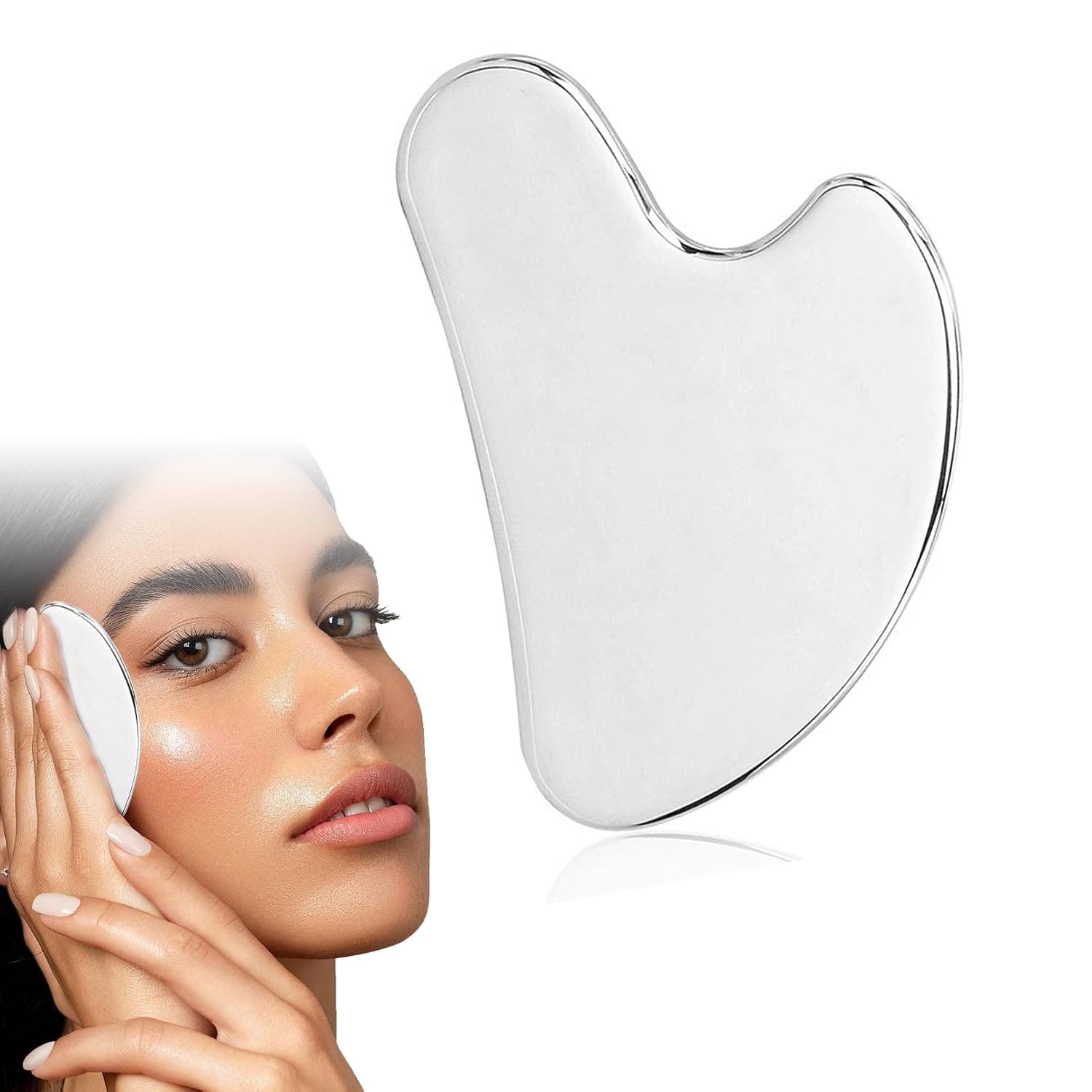 Gua Sha Stainless Steel,Heart-Shaped Guasha Tool Face,Durable Metal Gua Sha for Body Face Neck Back Eyes Skin,Multifunctional Face Massage Guasha Stone Tool,for Christmas,Birthday,Valentine
