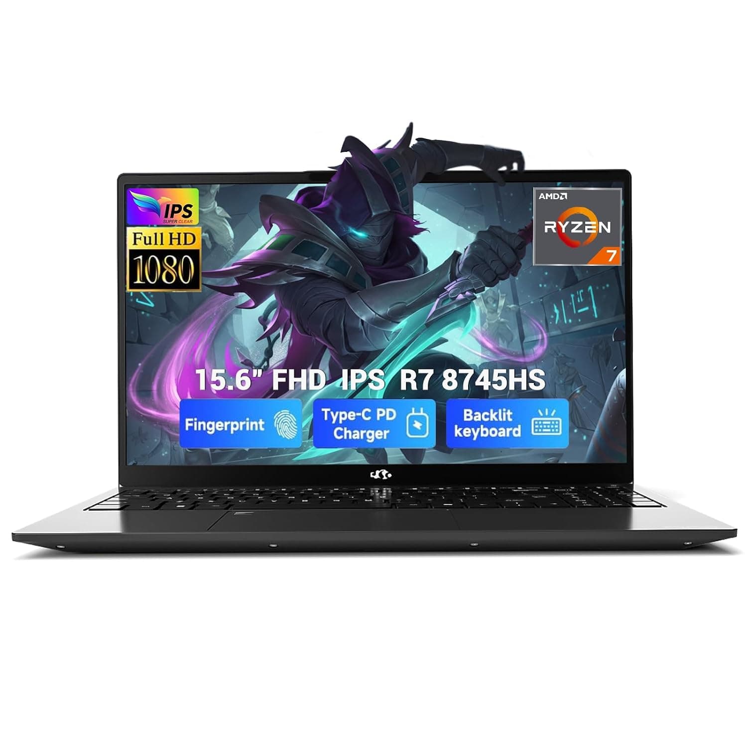 NIMO 15.6" IPS FHD Light-Gaming-Laptop, Ryzen 7 8745HS 16GB DDR5 RAM 1TB SSD (8C/16T, up to 4.9 GHz Beat R9 7940HS) Radeon 780M GPU 100W Type-C Backlit Keyboard Fingerprint, for Students & Gamers