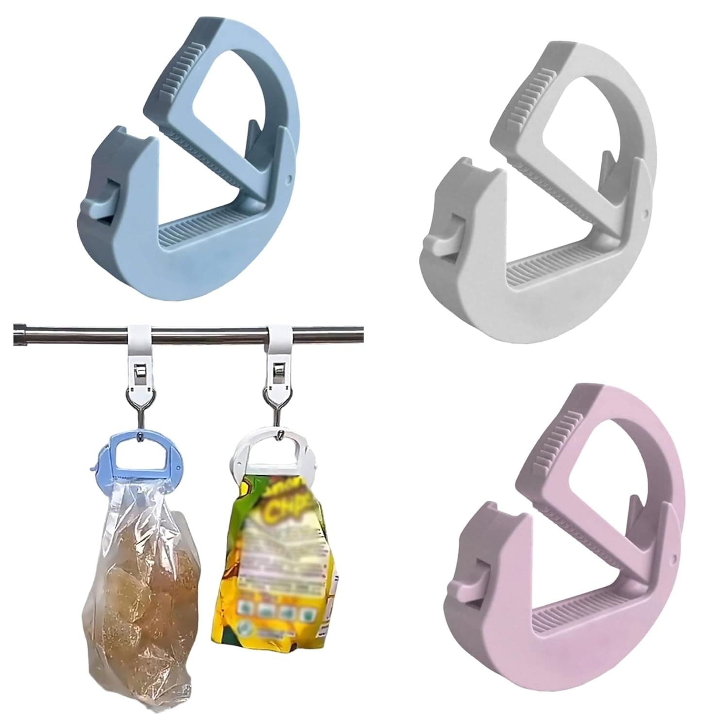3 Pcs Magnetic Bag Sealing Clips with Easy Hook Handle Design, Airtight Food Freshness Lock Organizer for Kitchen Storage, Storing Chips, Snacks, Bread, Grains and Pet Food