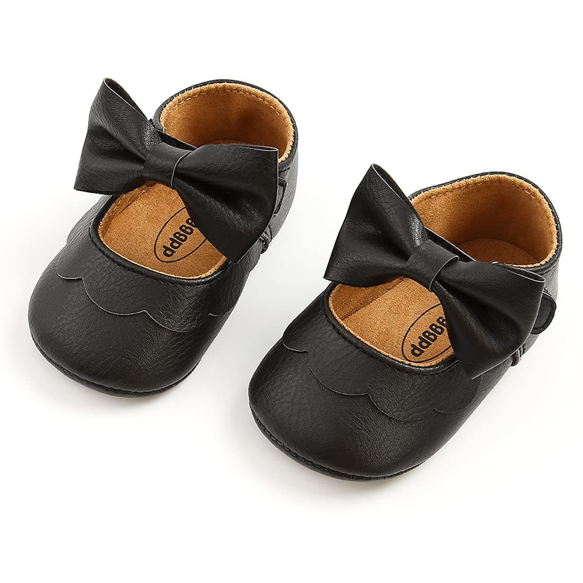Baby Girls Mary Jane Flats with Bownot Non Slip Soft Sole PU Leather Newborn Infant Toddler First Walker Cirb Party Christmas Dress Shoes