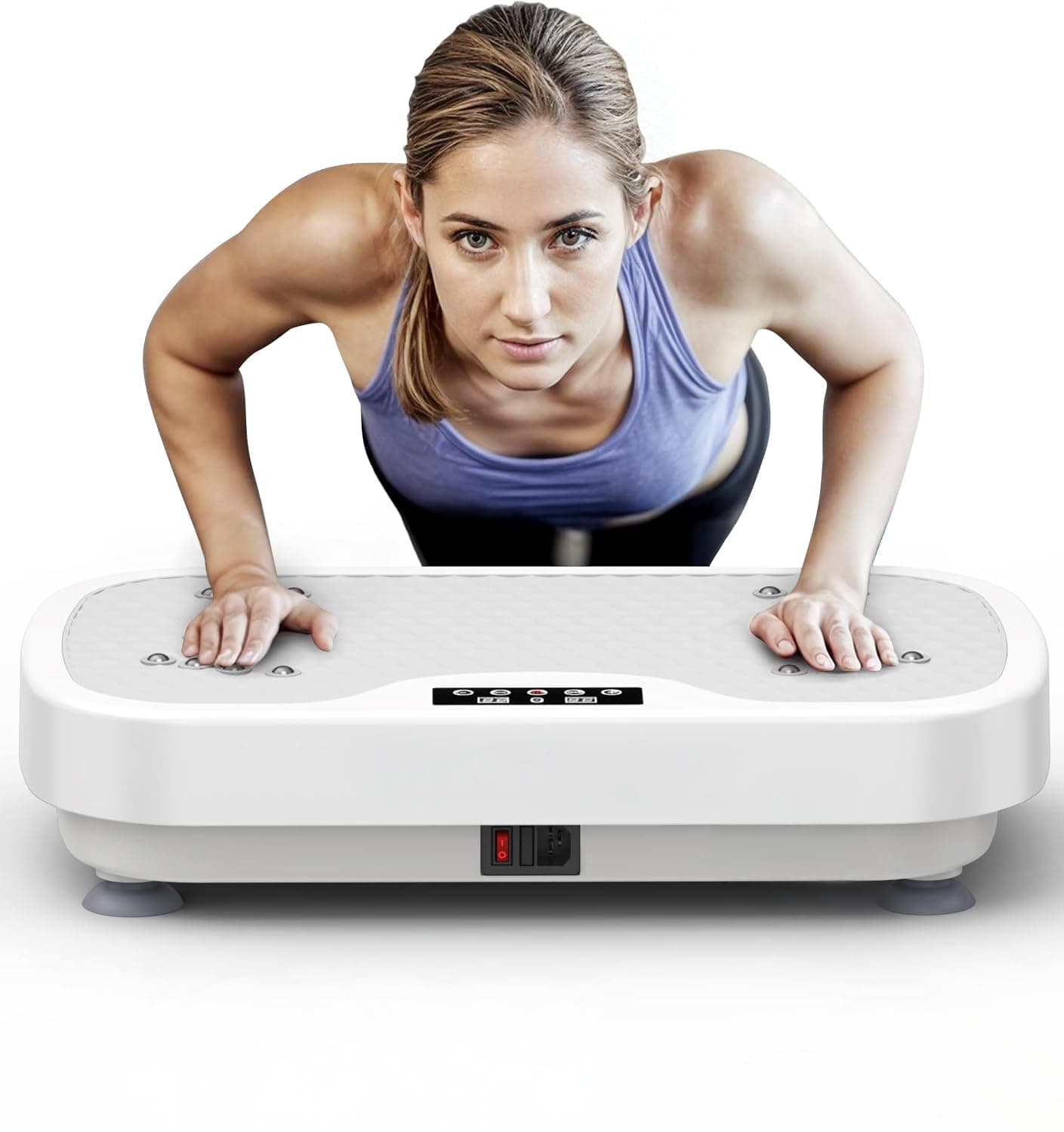 Vibration Plate Exercise Machine, Portable Workout Vibration Plate for Lymphatic Drainage, Full Body Vibration Platform Home Fitness Equipment for Men & Women, Grey