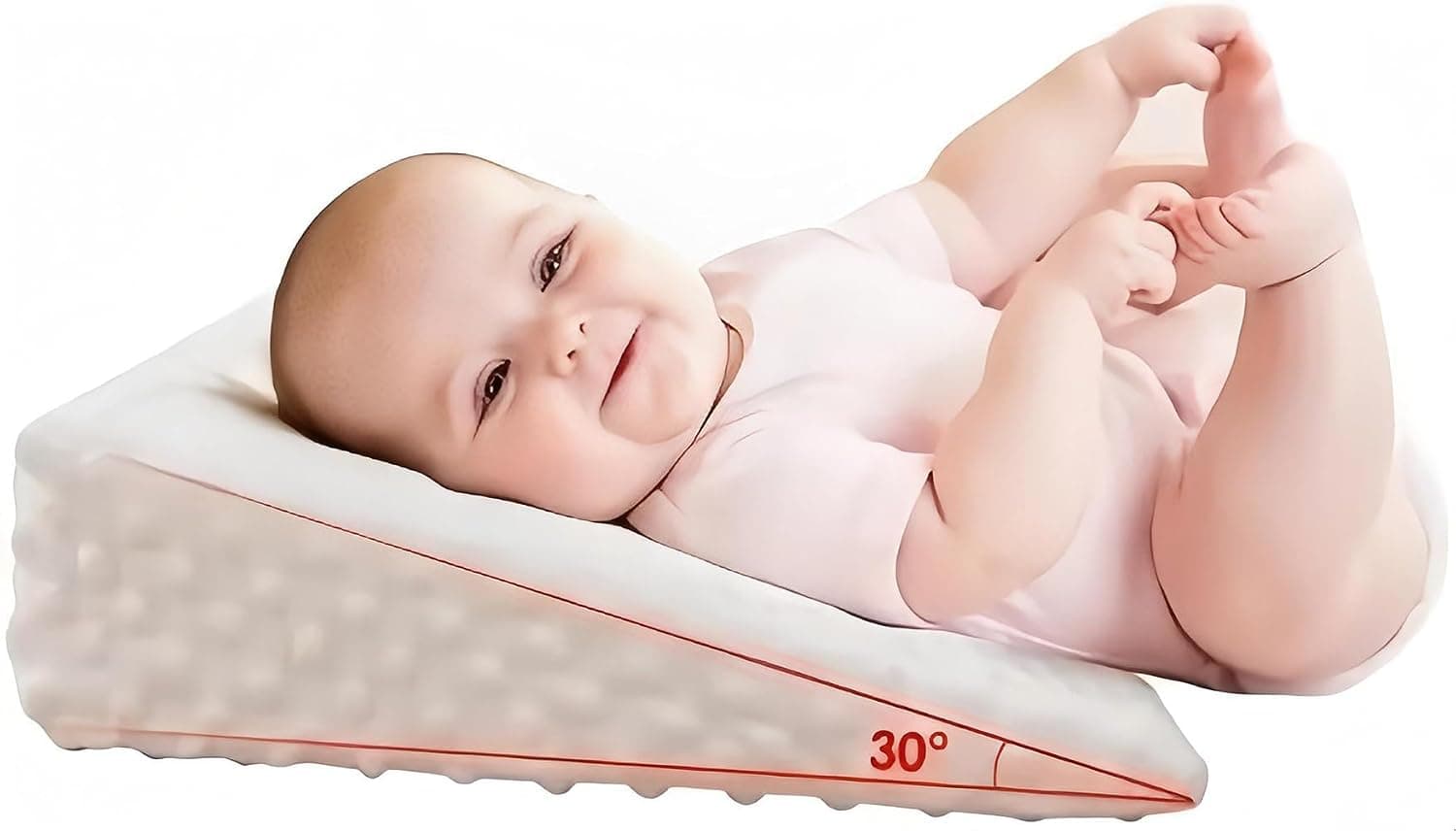 Baby Wedge Pillow Anti Reflux 30 Degree Incline for Newborns Infant Positioner with 3D Breathable Mesh Cover Washable Prevent Flat Head Spit Up
