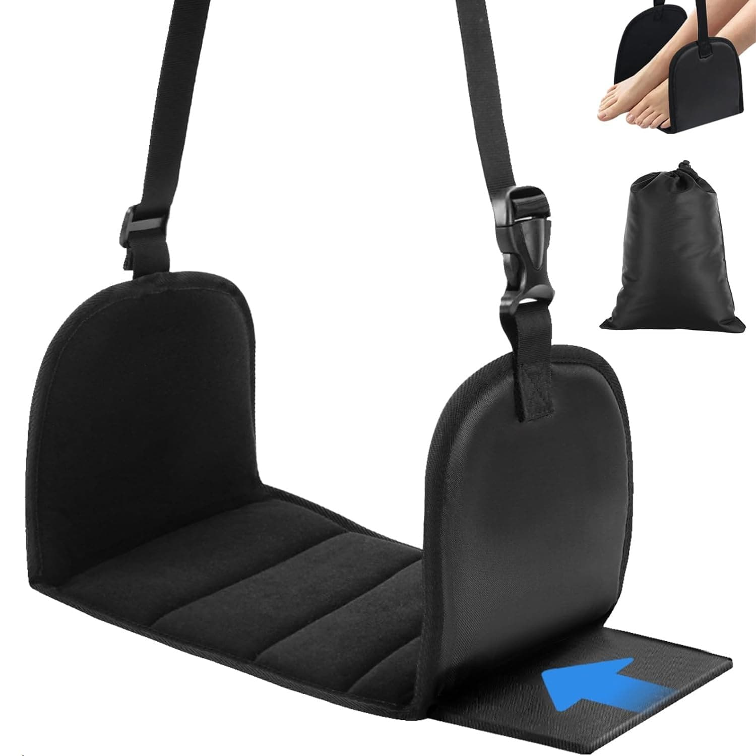 Foot Rest Airplane with Drawstring Pockets | Memory Foam Support Plates Portable Foot Hammock Adjustable Length Relieve Leg Fatigue Long Flight Travel Essentials