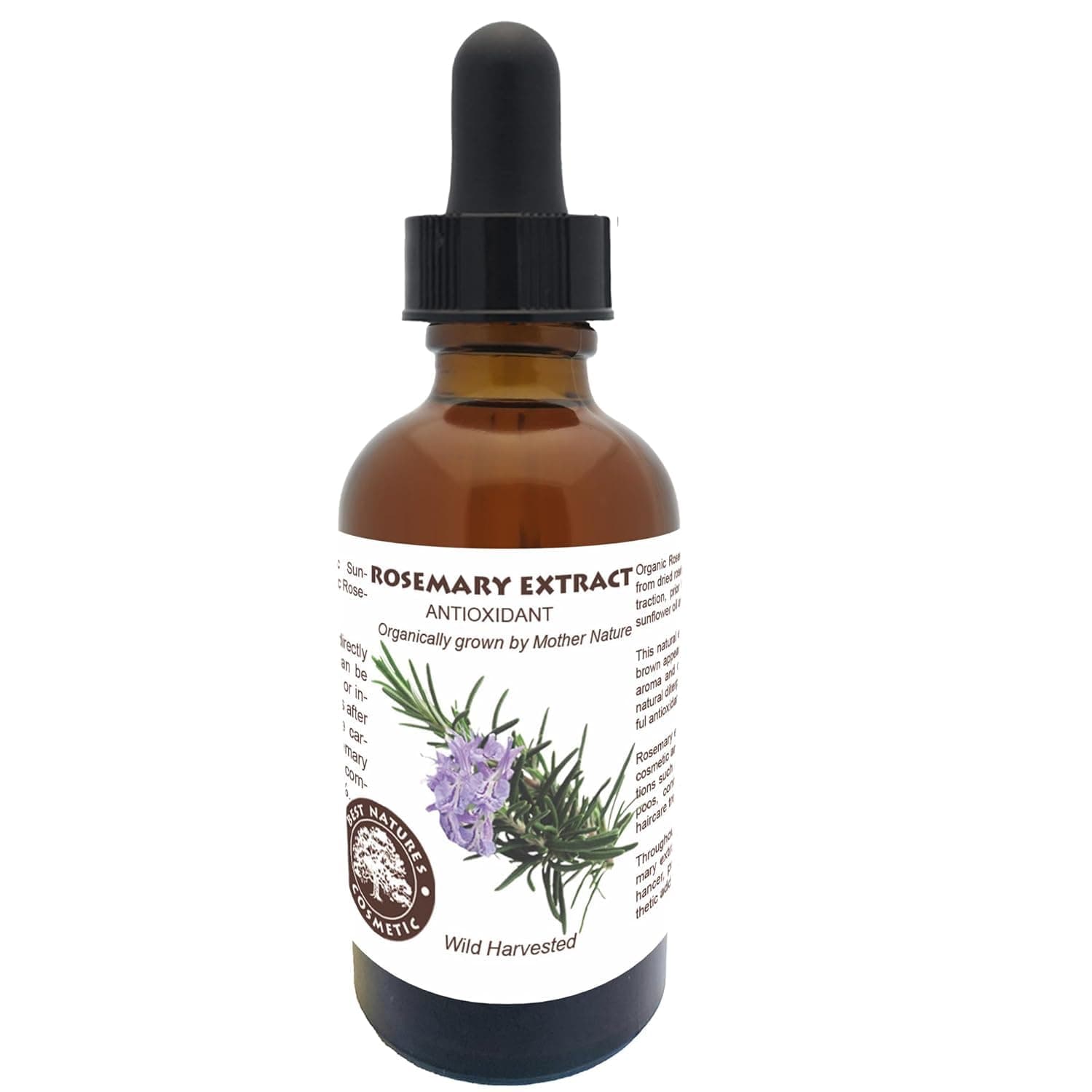 Best Nature's Rosemary Antioxidant Extract – Natural, GMO Free, Stable at High Temperatures – Rosemary Extract, Soluble in Oils, Shelf Life Enhancer for Cosmetics - 30 ml / 1 fl oz