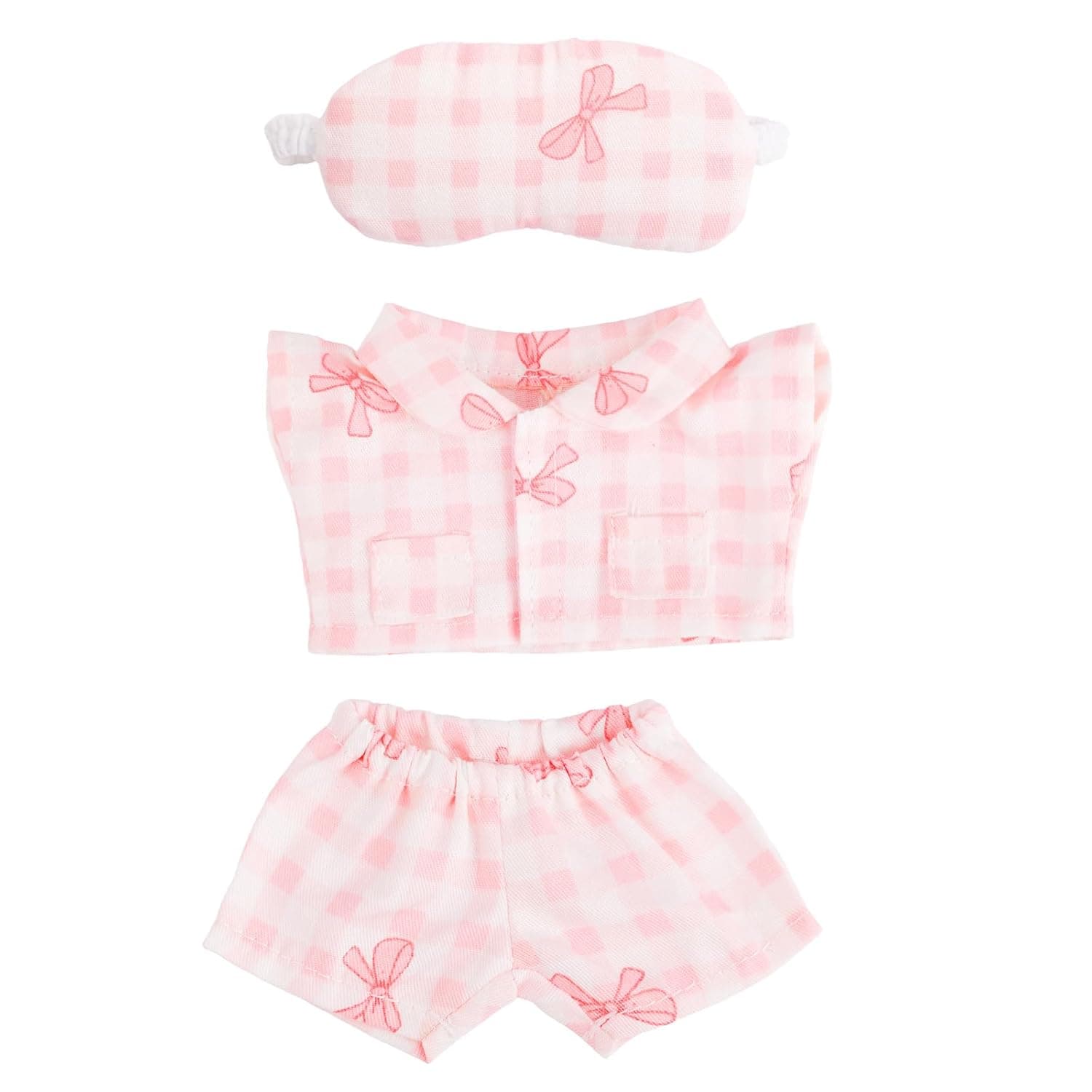 Doll Pajama Set, Pink Bowknot Top and Pants with Eye Mask Cute Toy Costume Accessories for 5.9in/15cm-6.7in/17cm Dolls Decoration & Display