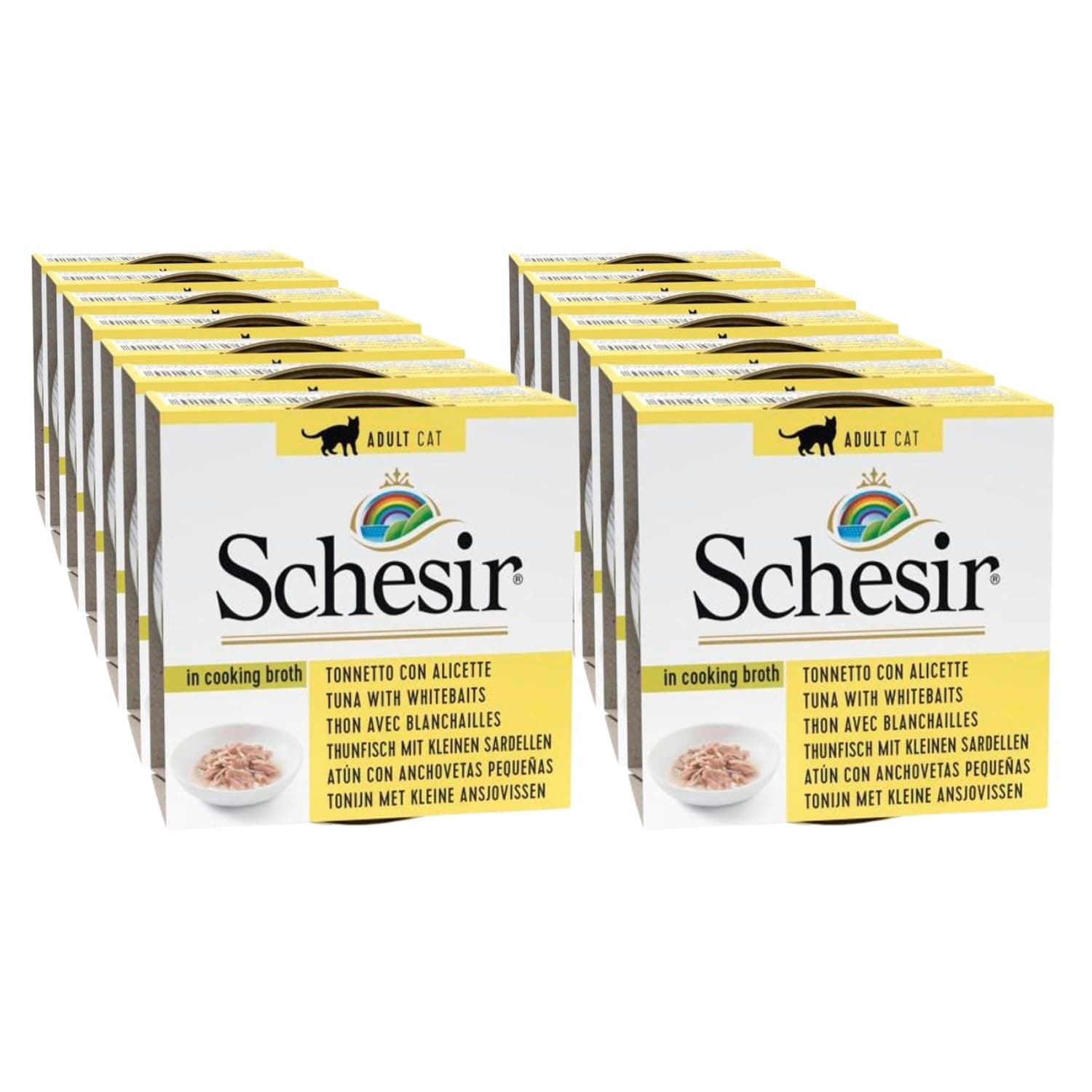 Schesir Cat Can Broth Wet Food Tuna with Whitebait 70g x 14 Cans