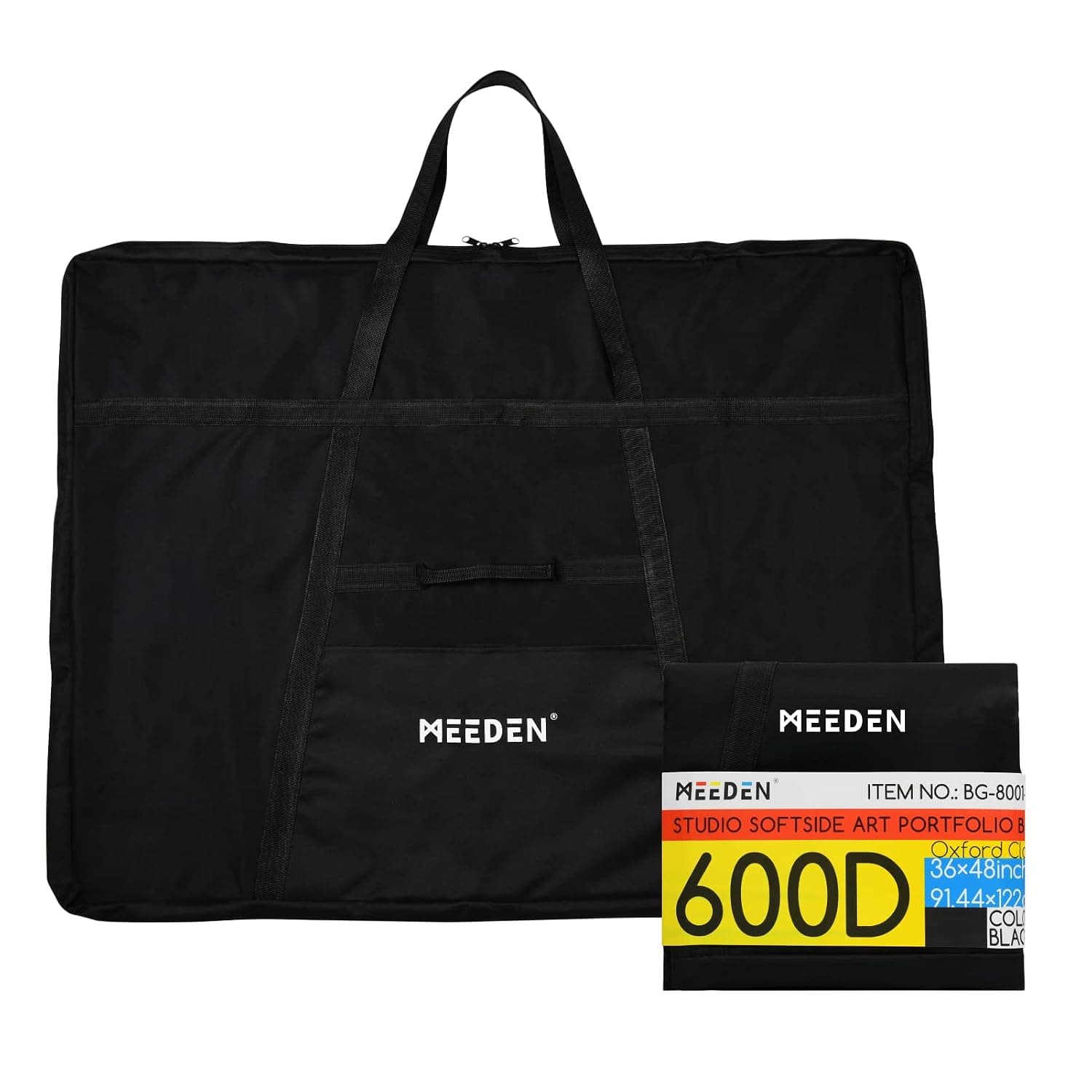 MEEDEN Art Portfolio Bag: 36 x 48 Inch Black Canvas Portfolio Case | Waterproof 600D Oxford Carrying Storage Case for Artwork, Poster, Sketching, and Drawing - Black