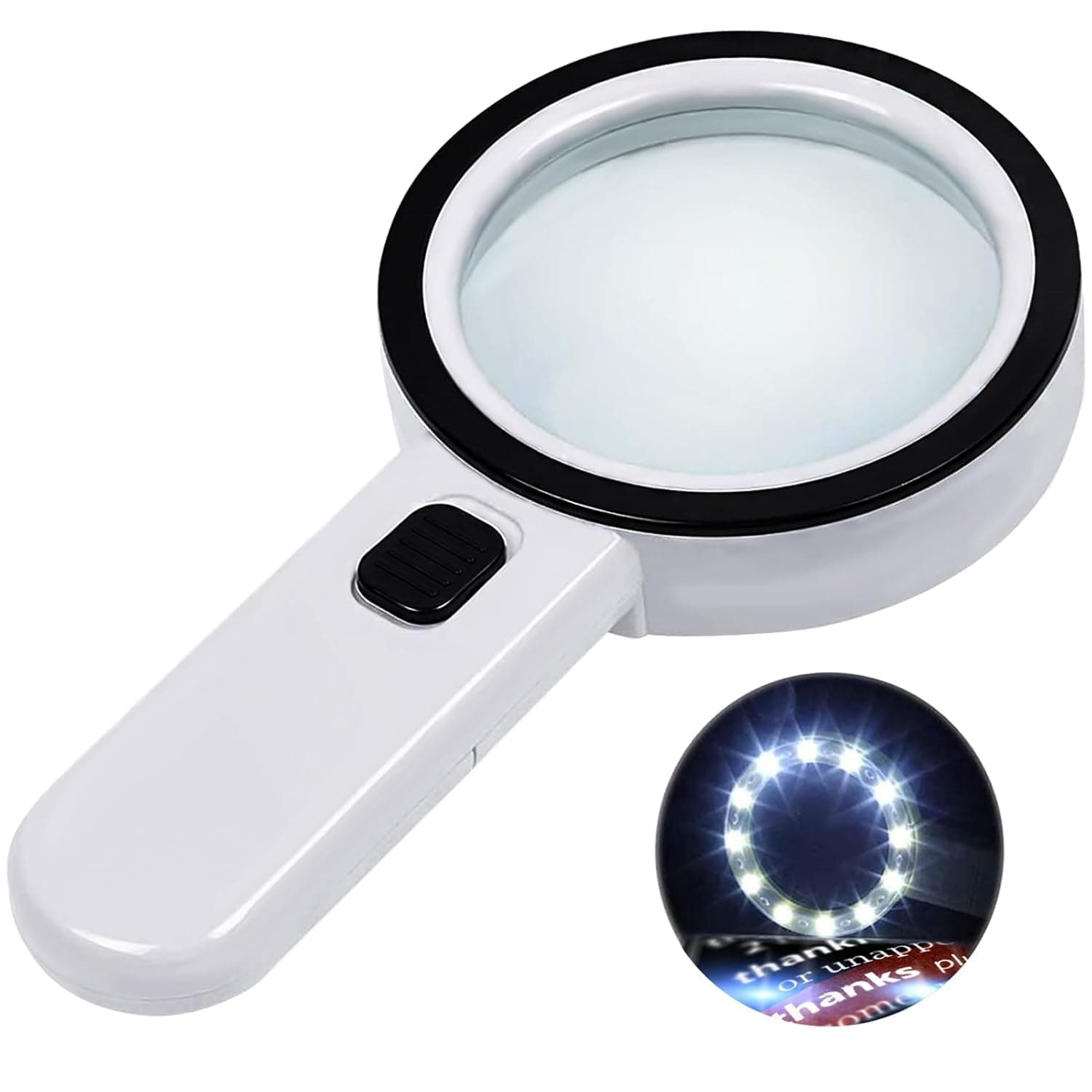 Nazano LED Magnifying Glass with 12 Ultra-Bright Lights, 3X Double Glass Lens, Ideal for Reading, Inspection, and Close Work