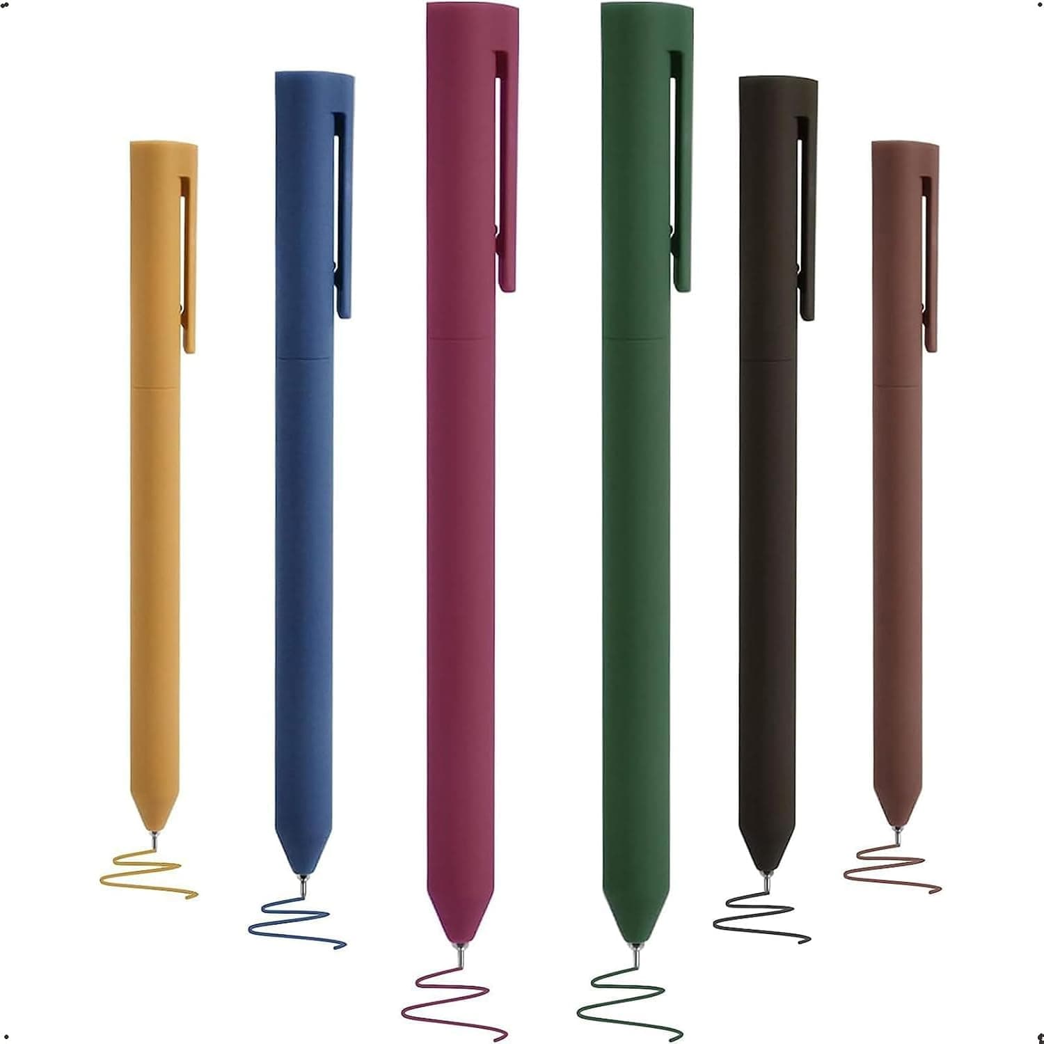 Joyzzz Quick Dry Ink Pens, 6 Pack 0.5mm Colored Gel Pens, 6 Colors Ink Fine Point Smooth Writing Pens, Quick Dry Gel Ink Pens, Writing Aesthetic Pens for Home School Office Supplies (Vintage)