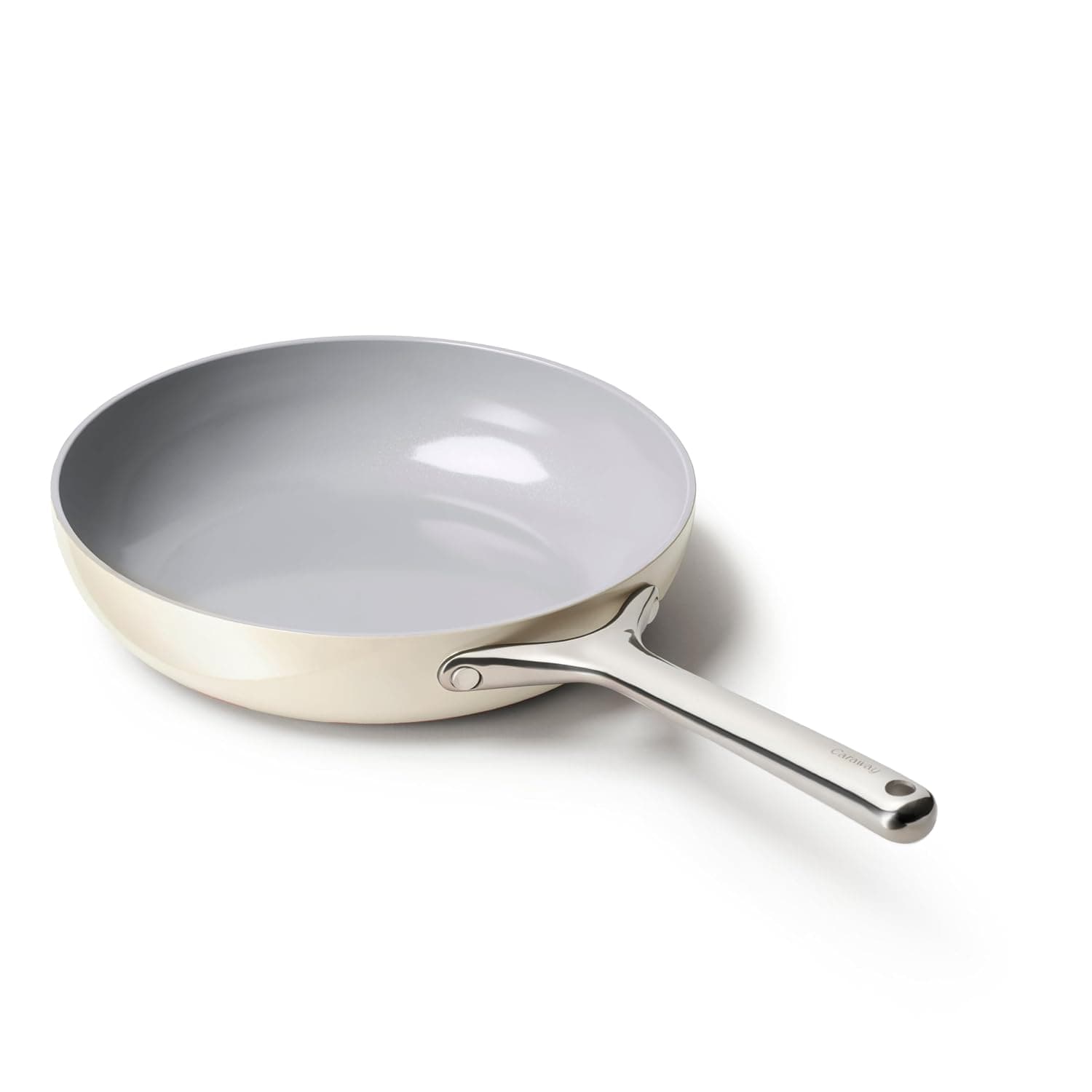 Caraway Nonstick Ceramic Frying Pan (2.7 qt, 10.5") - Non Toxic, PTFE & PFOA Free - Oven Safe & Compatible with All Stovetops (Gas, Electric & Induction) - Cream