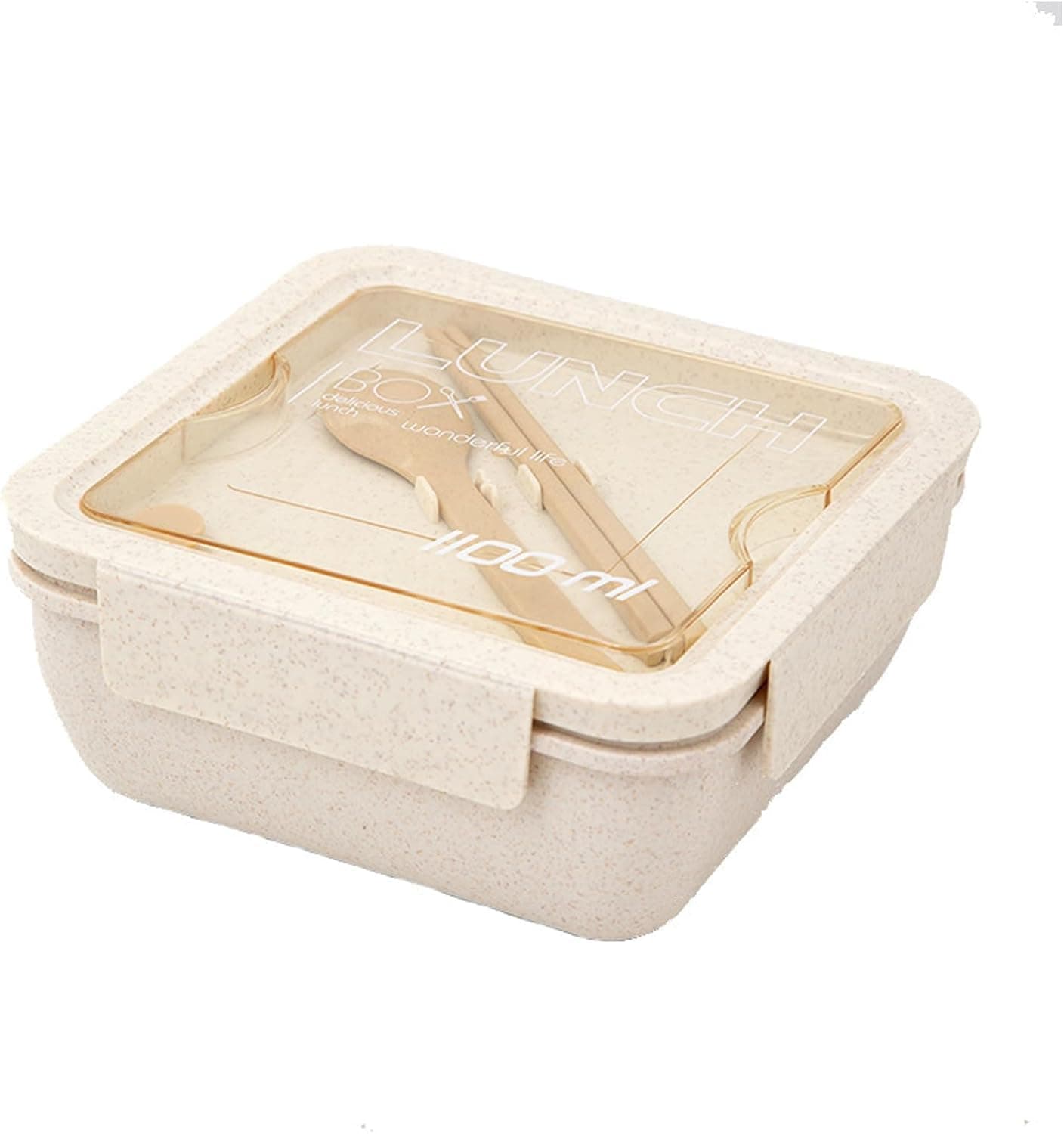Tazweeq Lunch Box for Kids and Adults, 1100 ML Square Lunchbox Containers with Tablewares, Leakproof Microwave Dishwasher Freezer Safe, Bento Box