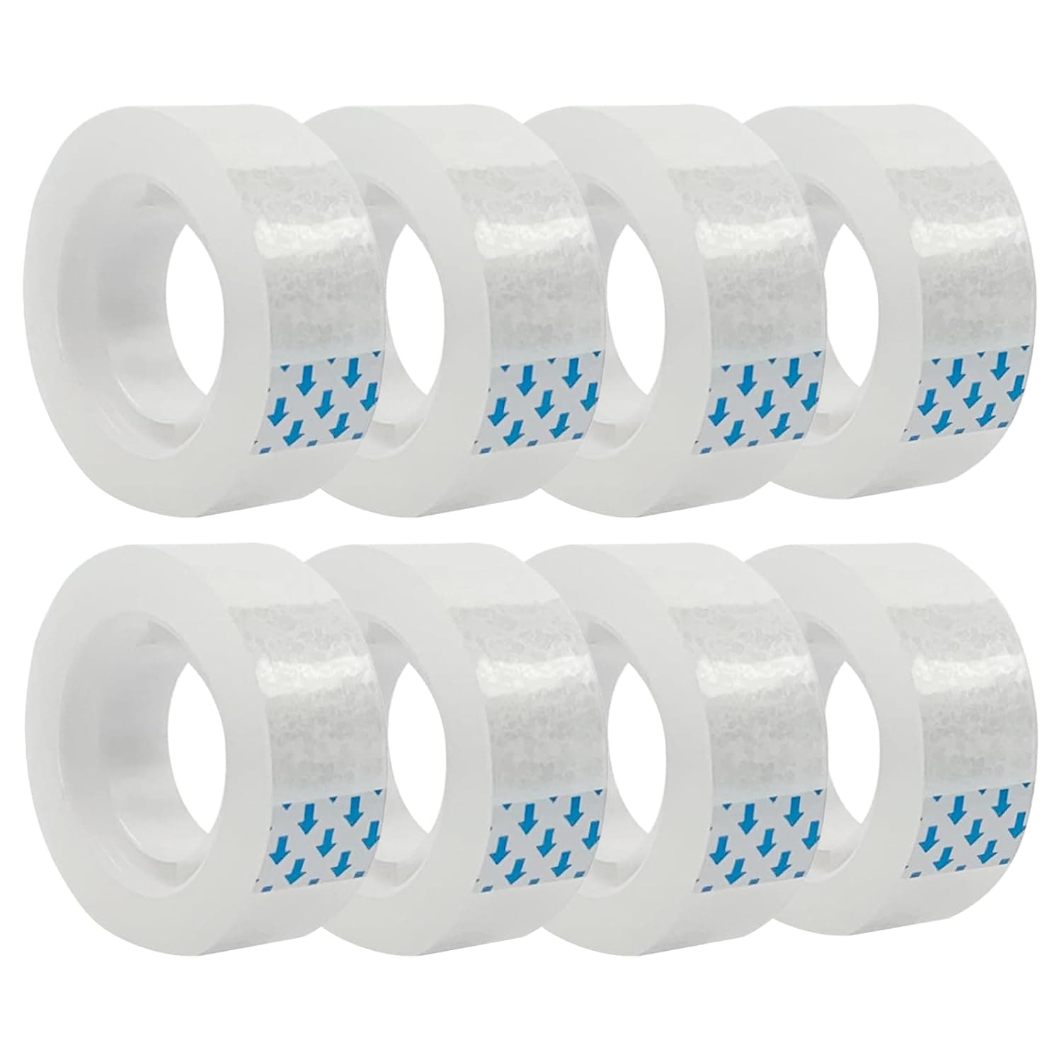 Ykimok 8 Rolls Super Easy Tear Clear Clear Tape Refill for Dispenser, 0.7 Inch Wide, 27.3 Yards Long, Perfect for Gift Wrapping, Crafts, Home, School, Office