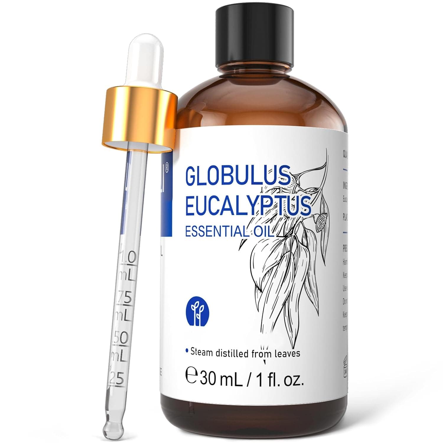 HIQILI Eucalyptus Essential Oil, Pure Natural Organic Essential Oils for Home, Diffuser, Aromatherapy, Humidifier - 30ML | Premium Grade Essential Oils with Dropper for Spray, Skin, DIY, Air Freshening & Home Cleaning —30mL / 1.01 fl oz