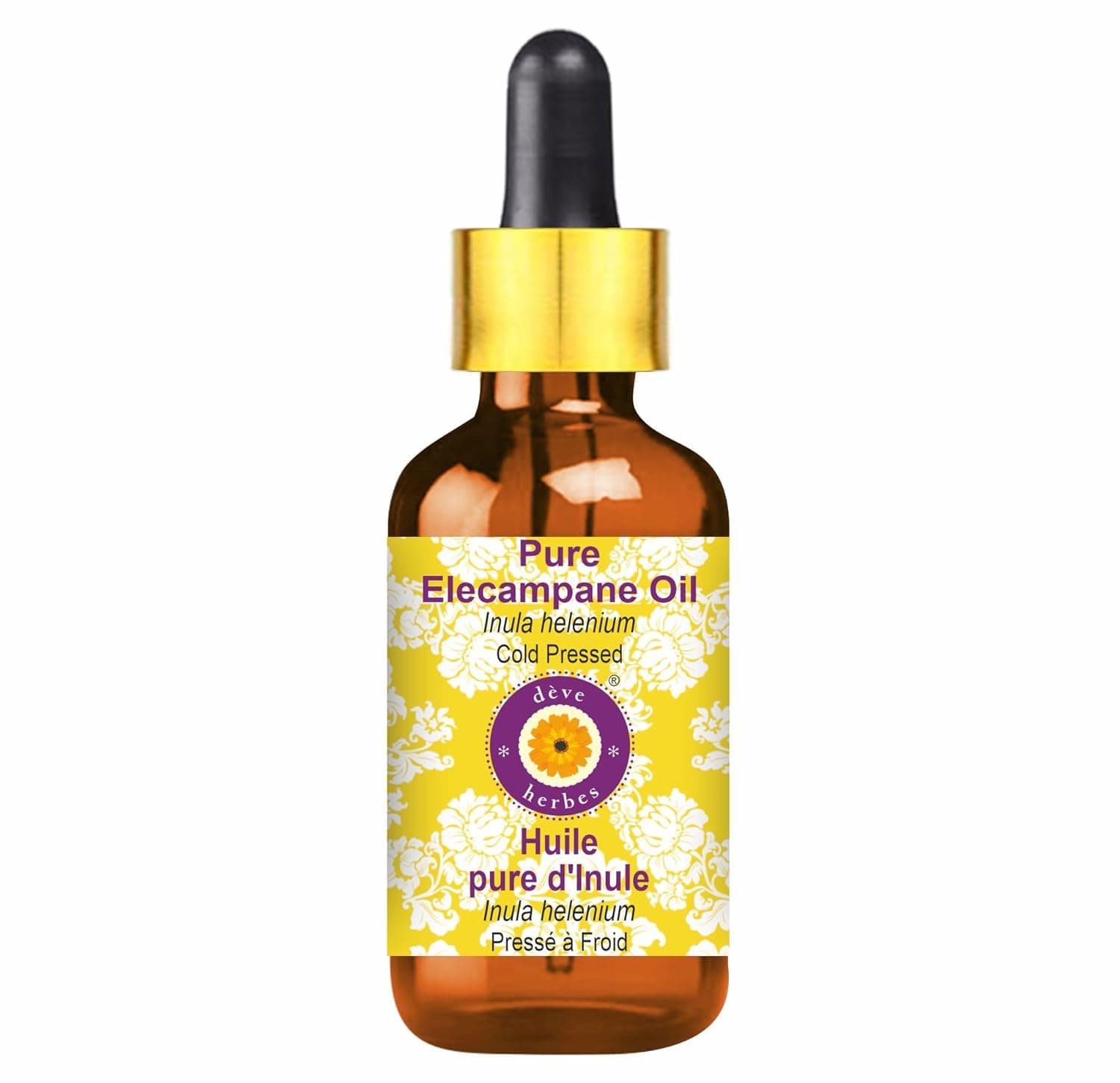 Deve Herbes Pure Elecampane Oil (Inula helenium) with Glass Dropper Cold Pressed 5ml (0.16 oz)