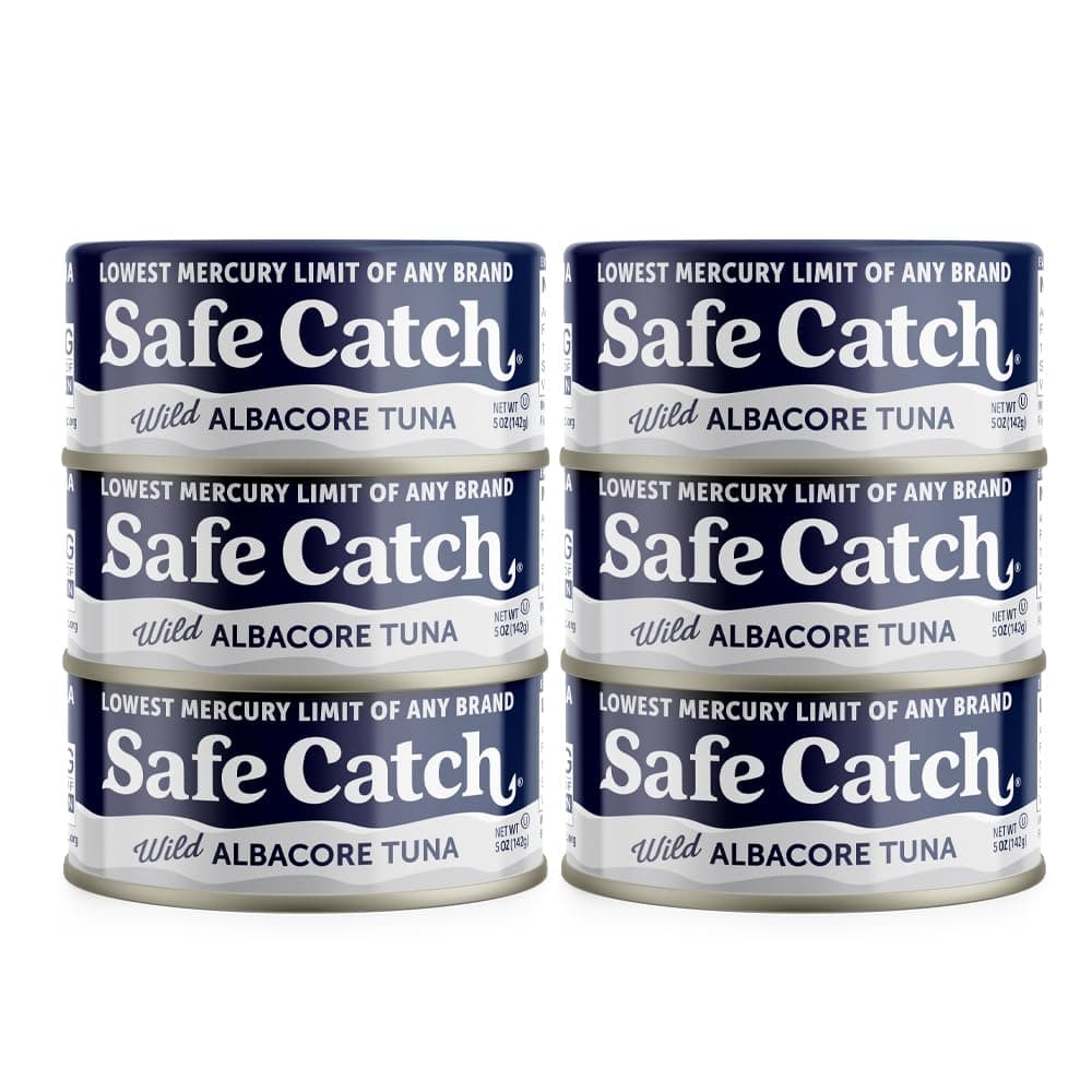 Safe Catch Wild Albacore Tuna Canned Low Mercury Can Tuna Fish Steak Gluten-Free Keto Food Non-GMO Kosher Paleo-Friendly High Protein Every Can Of Tuna Is Tested No Water Oil Tuna, Pack of 6 5oz