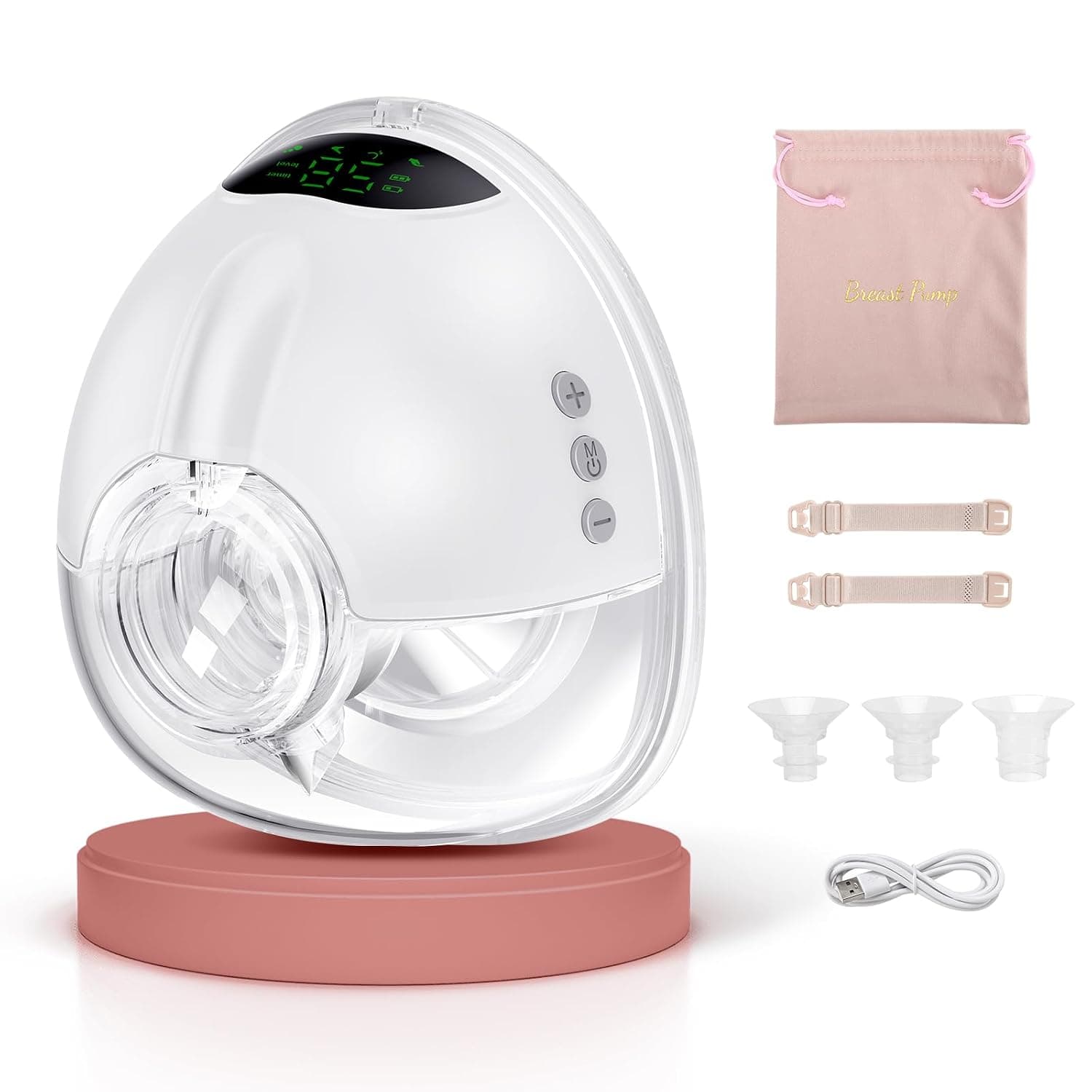 Lulia Wearable Electric Pump, Handsfree Pump 4 Modes & 9 Levels, LED Diplay, Anti-Backflow, Pain-Free, BPA-Free, Portable Pump with 4 Size Flanges 1Pack