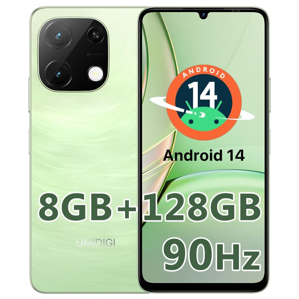 UMIDIGI G9T Unlocked Cell Phone, Dual 4G SIM, 4GB+128GB/1TB TF, Android 14 Smartphone, 6.75" HD+ 90Hz Display, 5000mAh Battery, 18W Fast Charging, 13MP Camera, GPS
