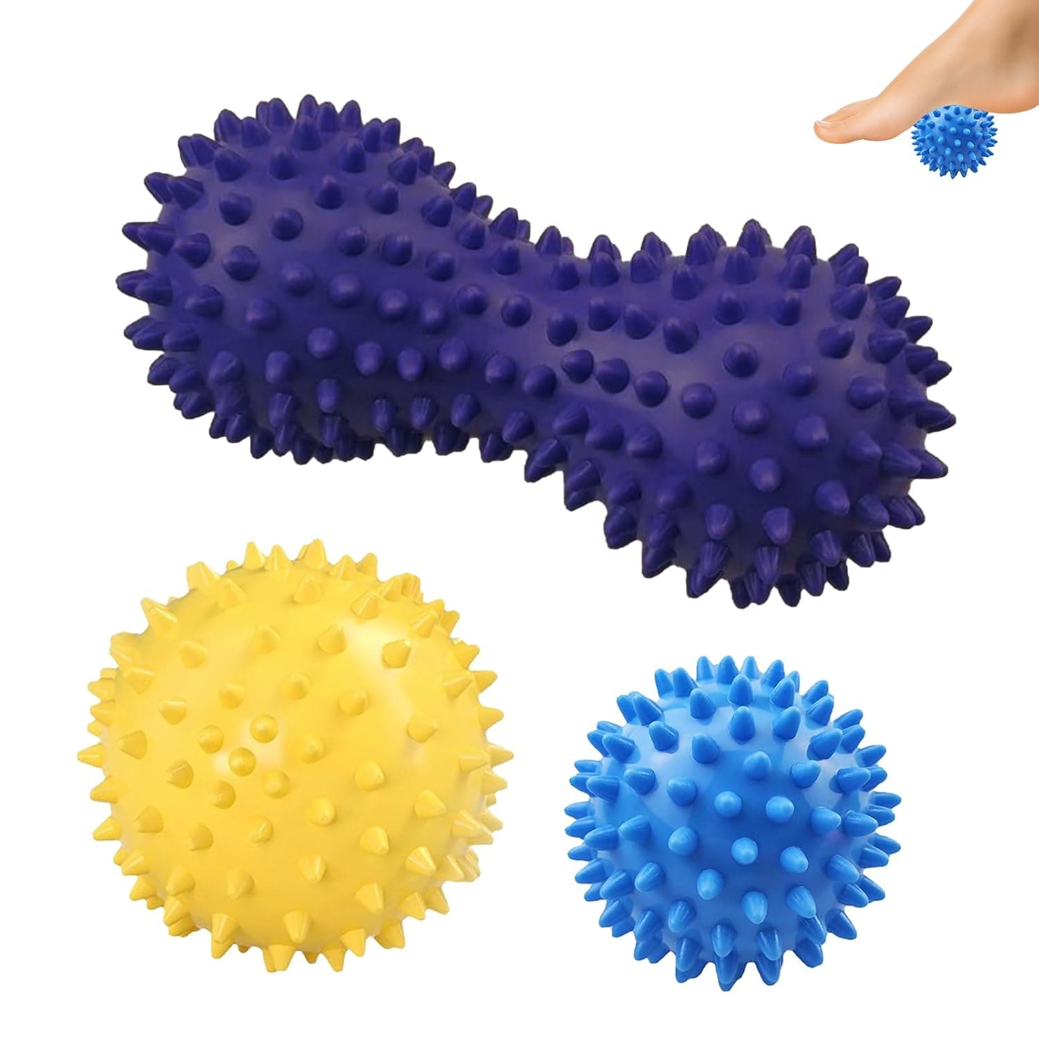 Premium Massage Ball Set of 3 Including Peanut Fascia Ball Ergonomic Hedgehog Ball for Targeted Trigger Point Therapy & Foot Reflexology Massage Regeneration & Relaxation