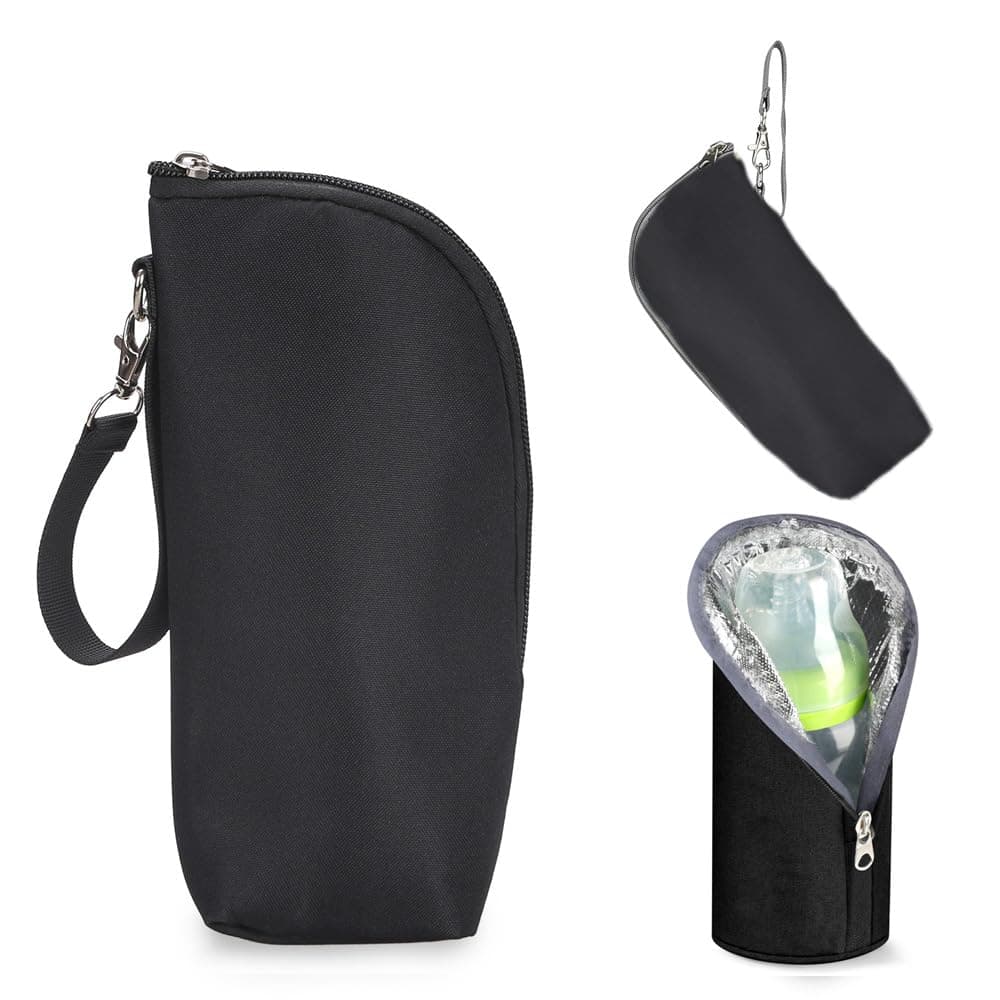 Bukela Baby Bottle Cooler Tote Bags, Insulated Breastmilk Cooler Bag, Nursing Bottle Cooler Warmer Bag for Nursing Mom Daycare Travel (Black)