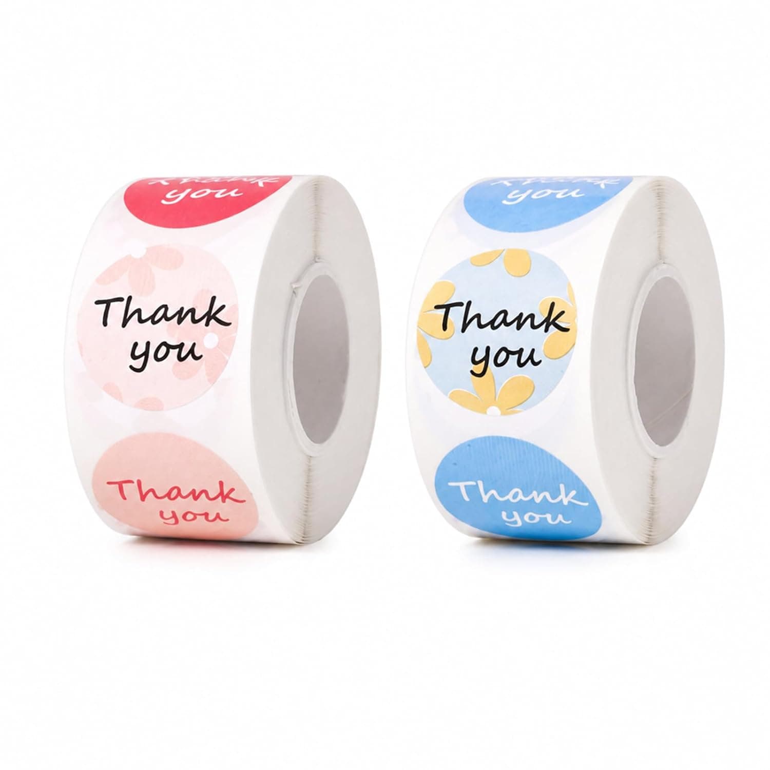 Thank You Stickers, 2 Rolls of 500 Pieces Total 1000 Pieces, Round 2.5 cm, Funny Roll Stickers for Photo Album, Wedding Guest Book, Gift Wrapping and DIY Decoration