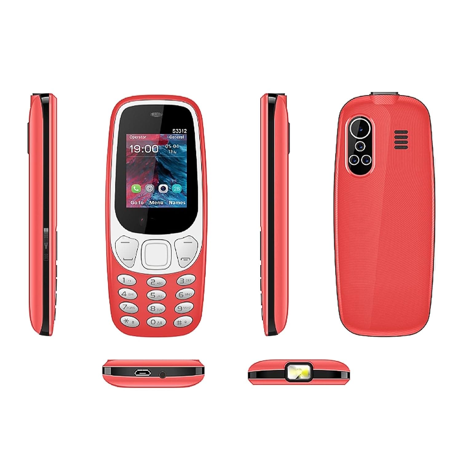 Basic Cell Phone for the Elderly, Unlocked 2G Mobile Phone with Big Buttons, Backup Dumb Phone with GSM Standard, Supports Dual SIM + SD Card,No Internet,Red